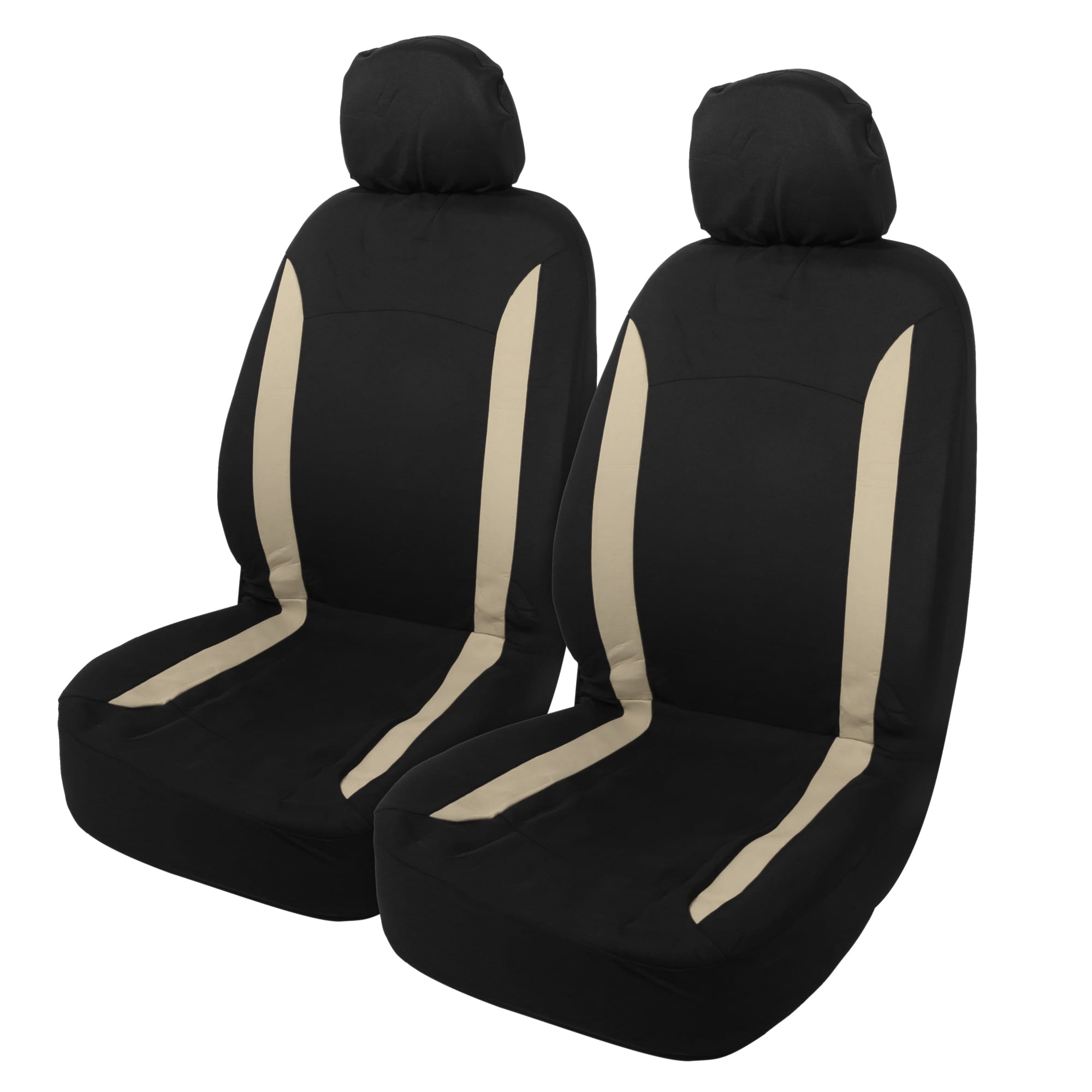 Unique Bargains 4pcs Universal Interior Car Seat Covers Head Rest Cover Washable Flat Padding Polyester Sponge Car Seat Covers for Cars Trucks and SUVs Beige Black