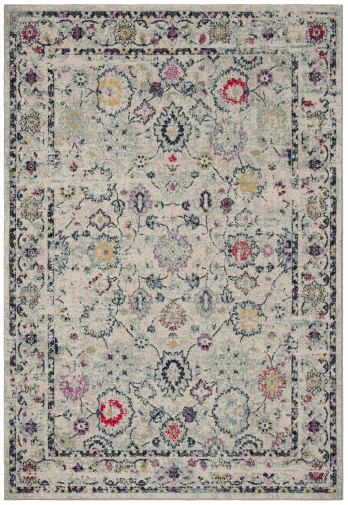 Light Grey and Fuchsia 8' x 10' Hand-knotted Synthetic Rug