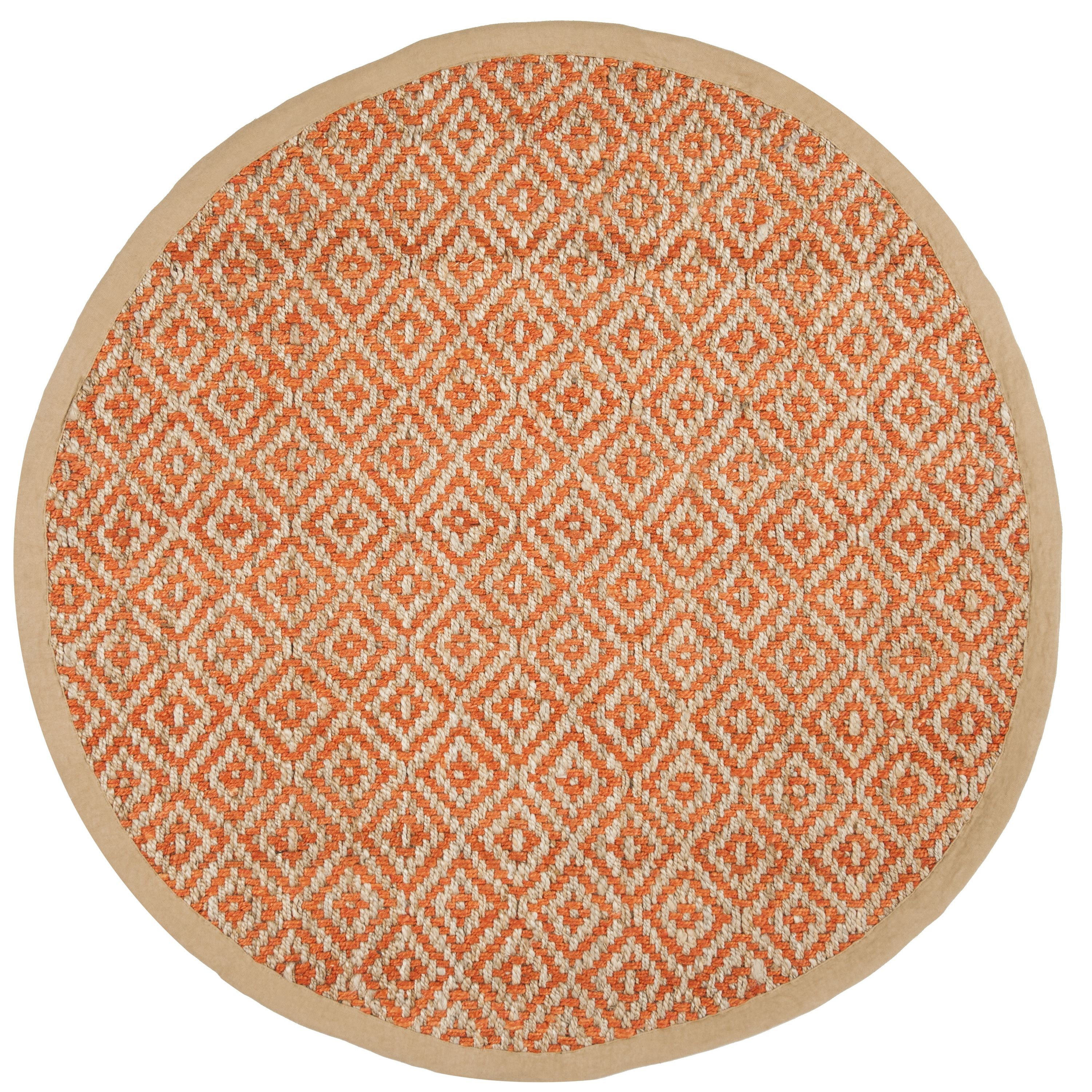 SAFAVIEH Braided Orange Rust 6 ft. x 6 ft. Abstract Border Round