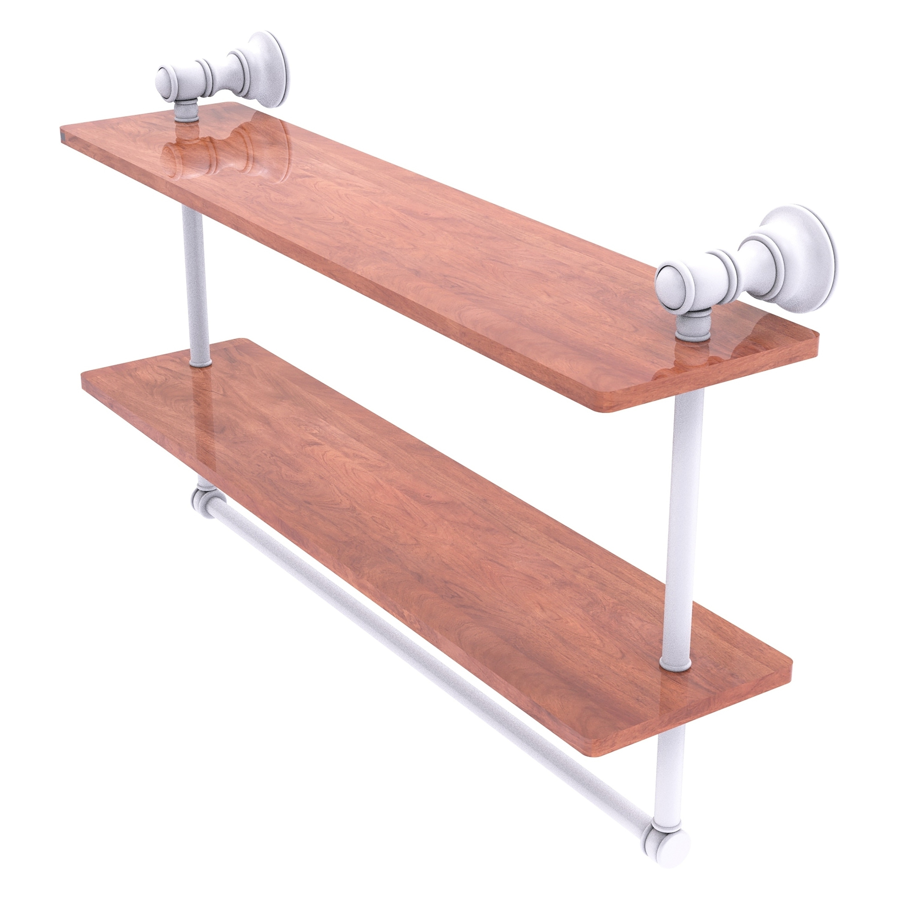 Allied Brass CL-2-22TB-IRW-WHM Carolina Matte White 2 -Tier Wall mount Bathroom Shelf ( 22-in x 9.5-in x 5-in )
