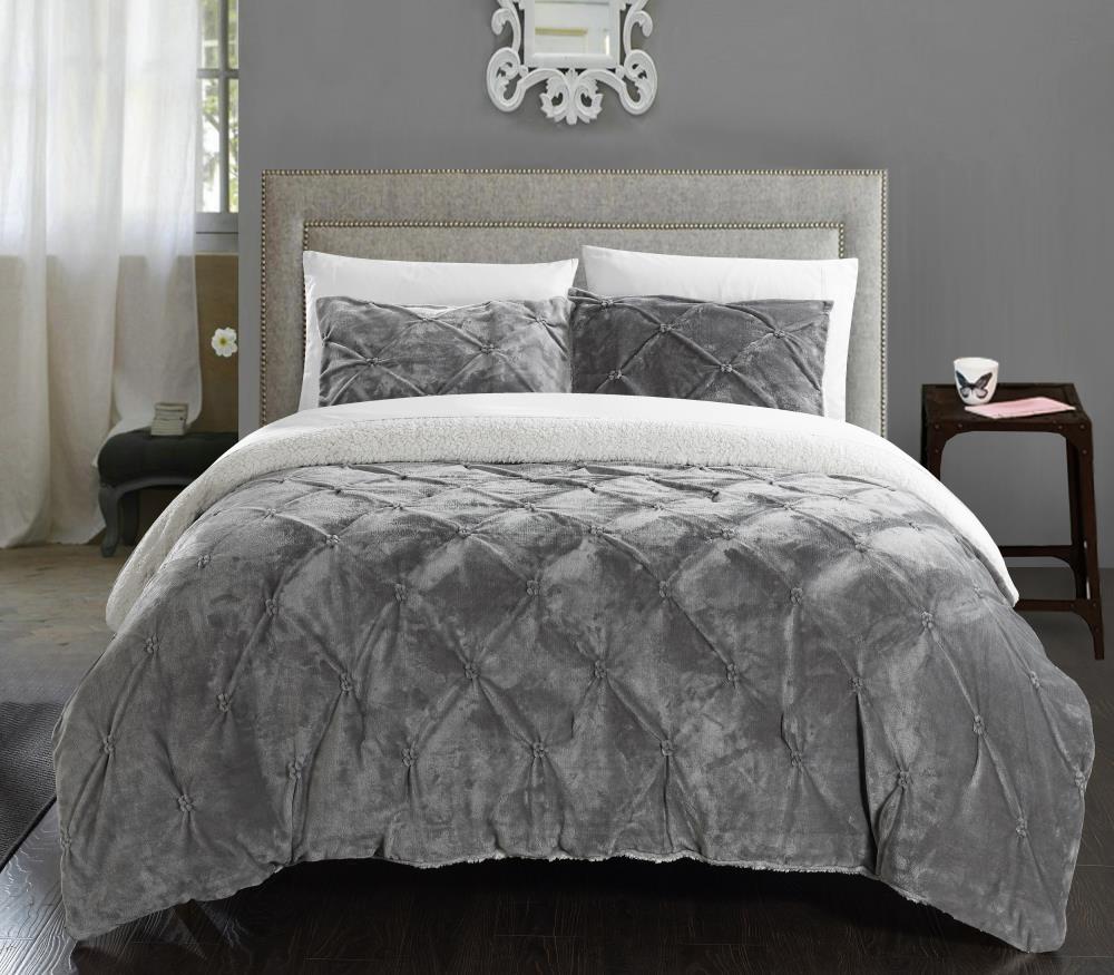 Chic Home Design Josepha 3-Piece Grey Queen Comforter Set in the ...