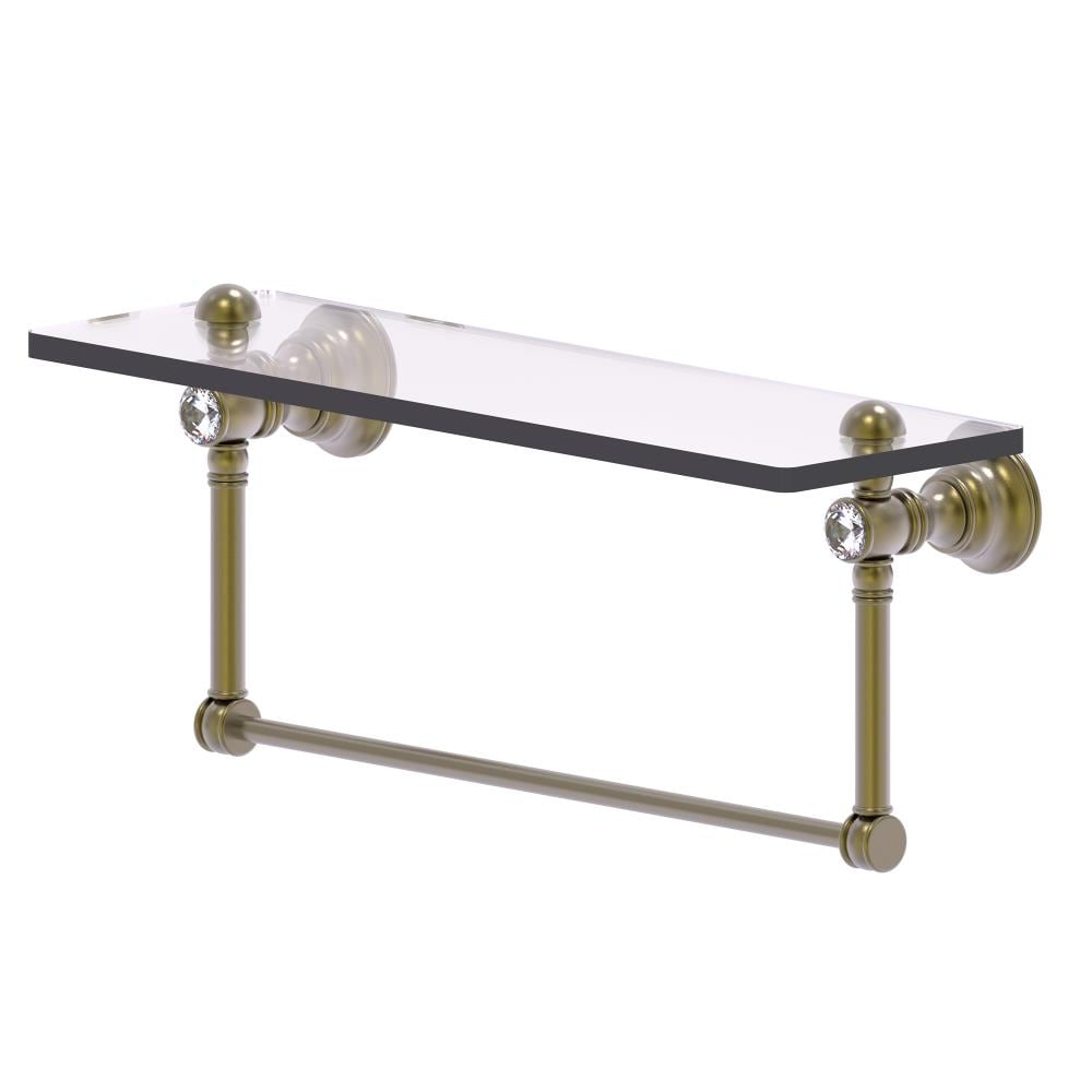Allied Brass CC-1-16-TB-ABR Carolina Crystal Antique Brass Wall mount Bathroom Shelf ( 16-in x 7-in x 5-in )