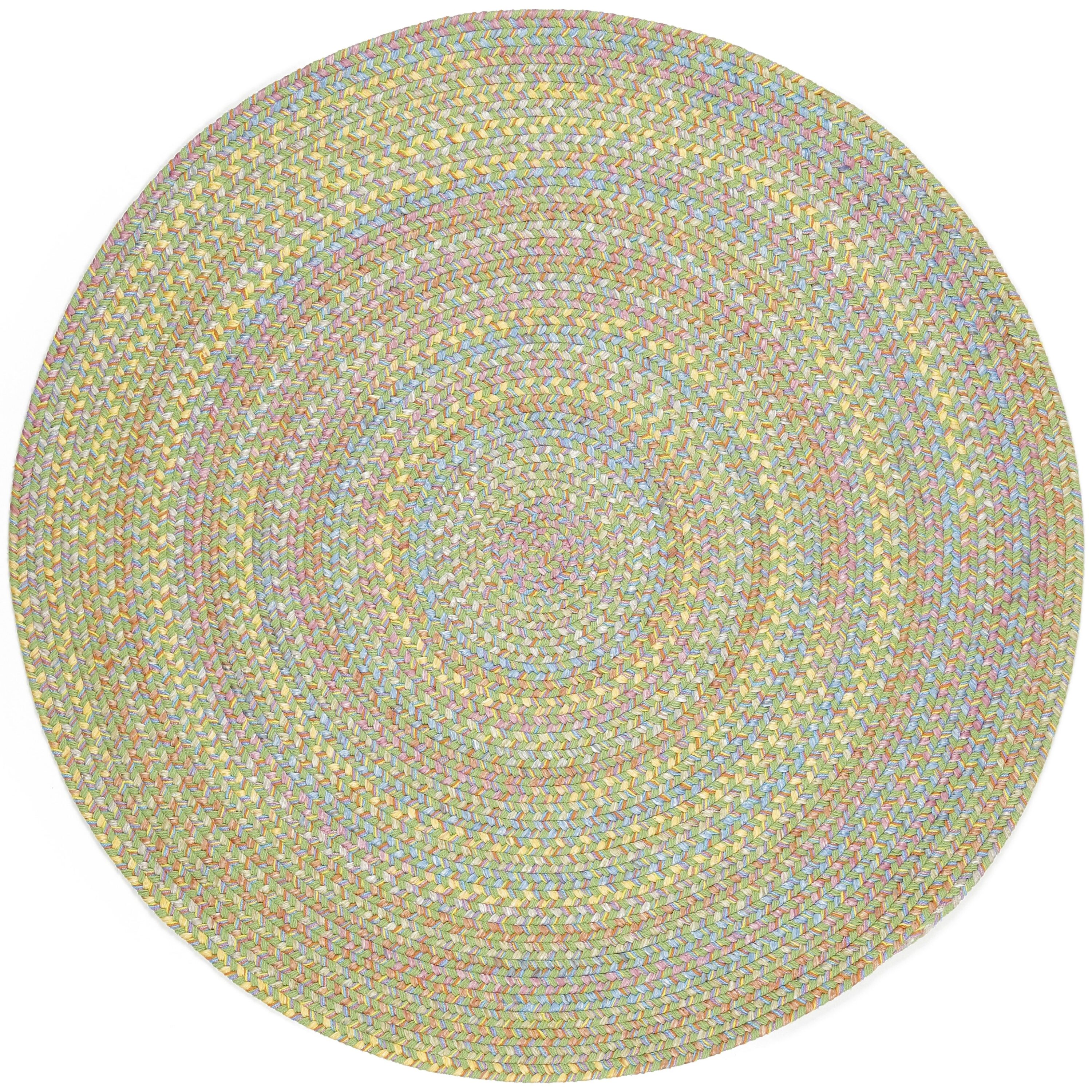 Rhody Rug PT44R096X096 8 x 8 (ft) Braided Polypropylene Lime Round Indoor/Outdoor Geometric Area rug