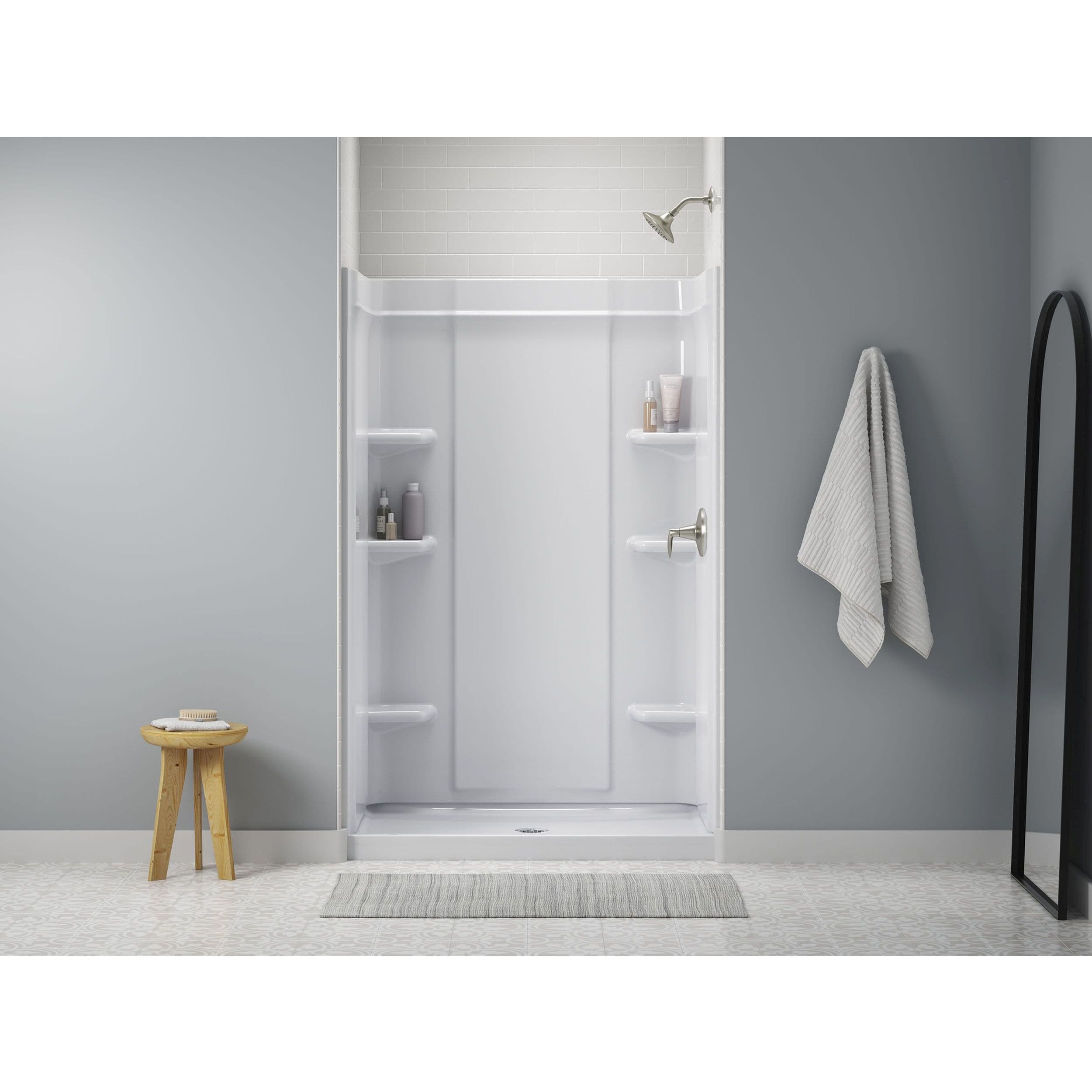 Sterling 72410100-0 4 -Piece 34-in W x 36-in L x 75-in H Rectangular Alcove shower kit ( Base and Wall Included and Drain Included