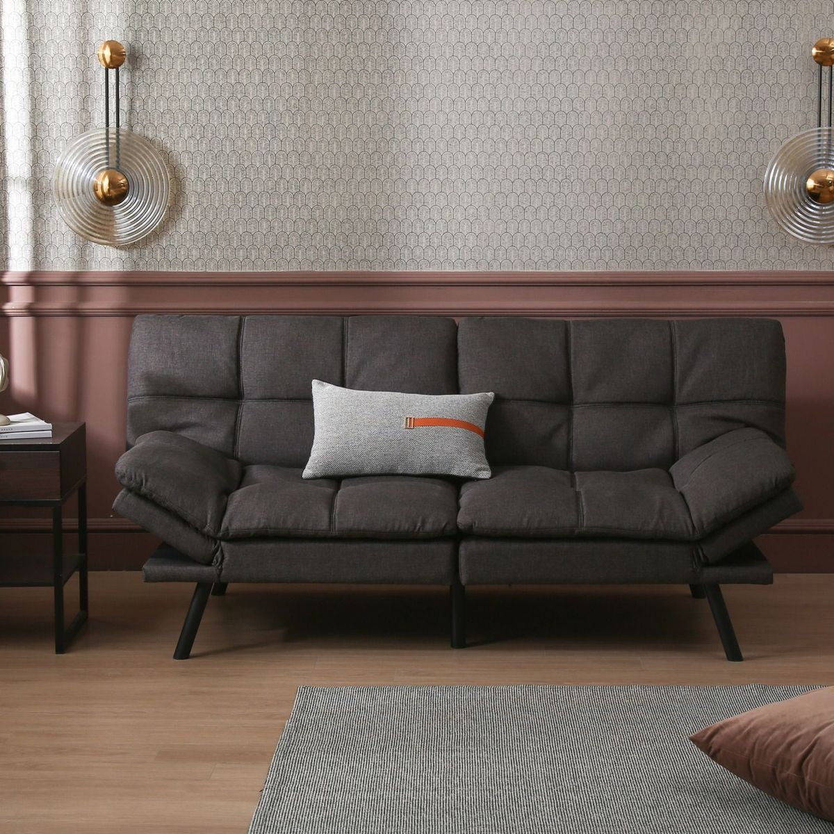 JASMODER W165979835 Convertible Memory Foam Futon Couch Bed, Modern Folding Sleeper Sofa In Living Room-Sf267Fadgy