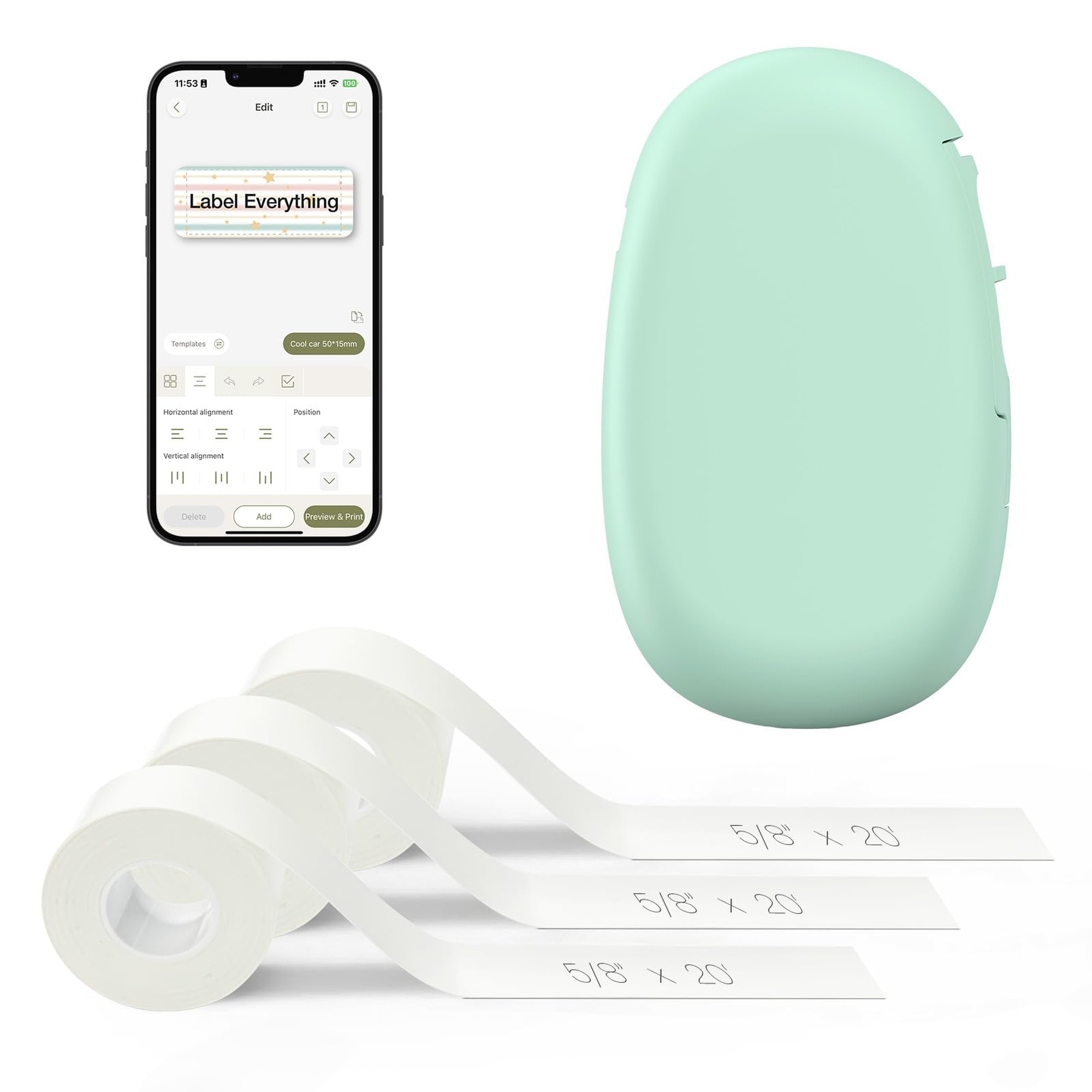 Labole Machine Wudkey Bluetooth Thermal Green Label Maker with 3 Tapes in the Labels ...