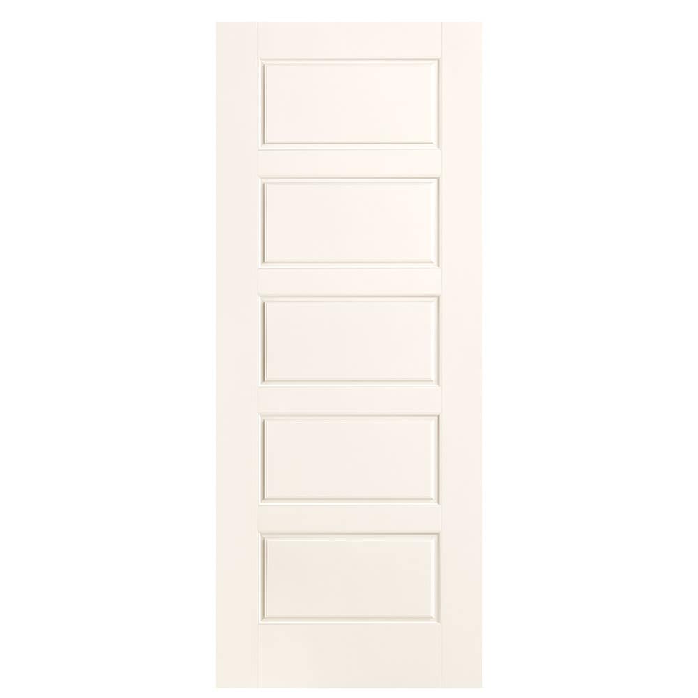 Masonite 1444546 Riverside 32-in x 80-in White 5-panel equal Smooth Solid core Prefinished Molded composite Slab Door