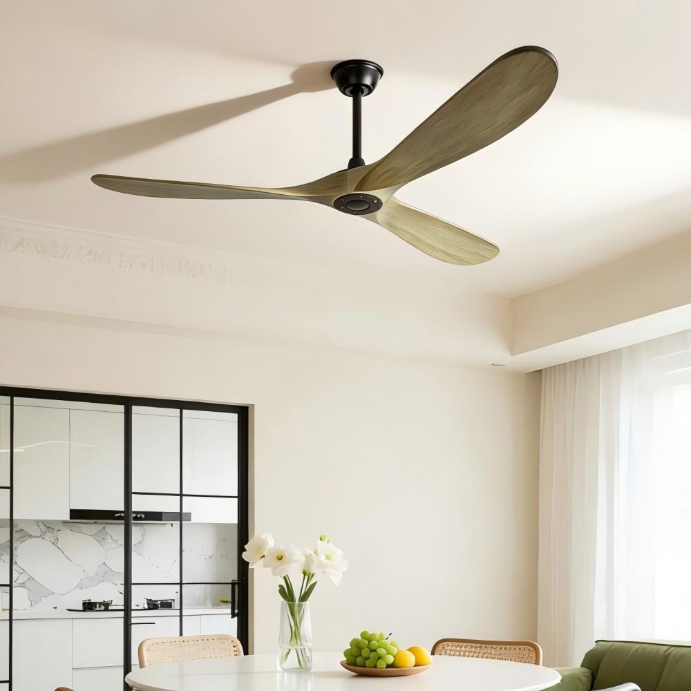Basdien 72 in Black Large Solid Wood Ceiling Fan No Light 3 Blades 6 Speed Reversible DC Motor Remote Wall Control for Patio Indoor Living Room Bedroom Farmhouse Energy Efficient Timer Outdoor Use Easy Install Low Profile Home Decor