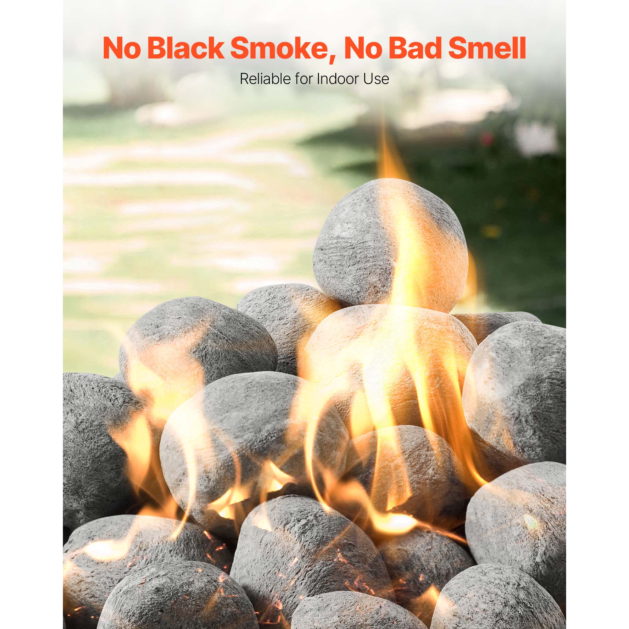 VEVOR Ceramic Fire Pebble Stones 1-2 inch 48 Pcs Lava Rocks Reusable ...