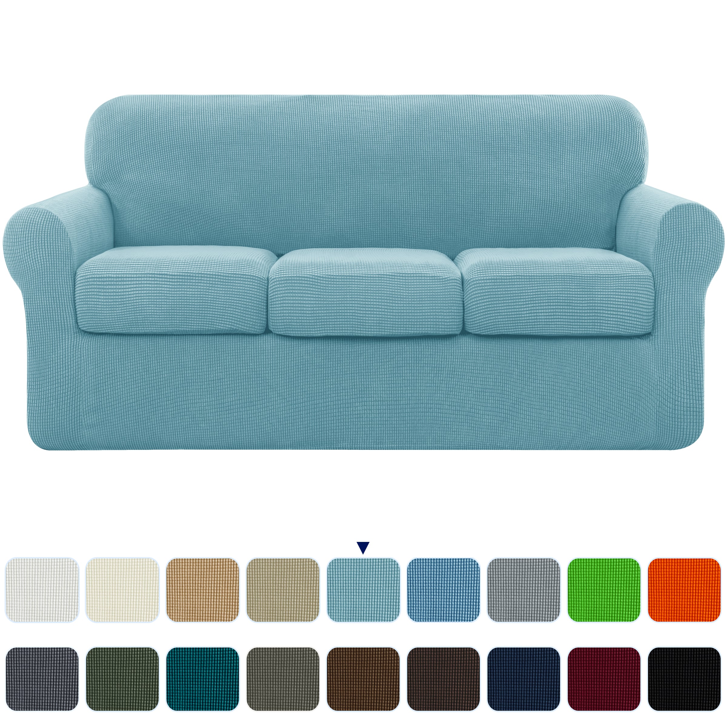 subrtex Jacquard Stretch Sofa Cover Polyester Fabric Slipcovers for Couch Recliner Armchair 3 Seaters, Teal