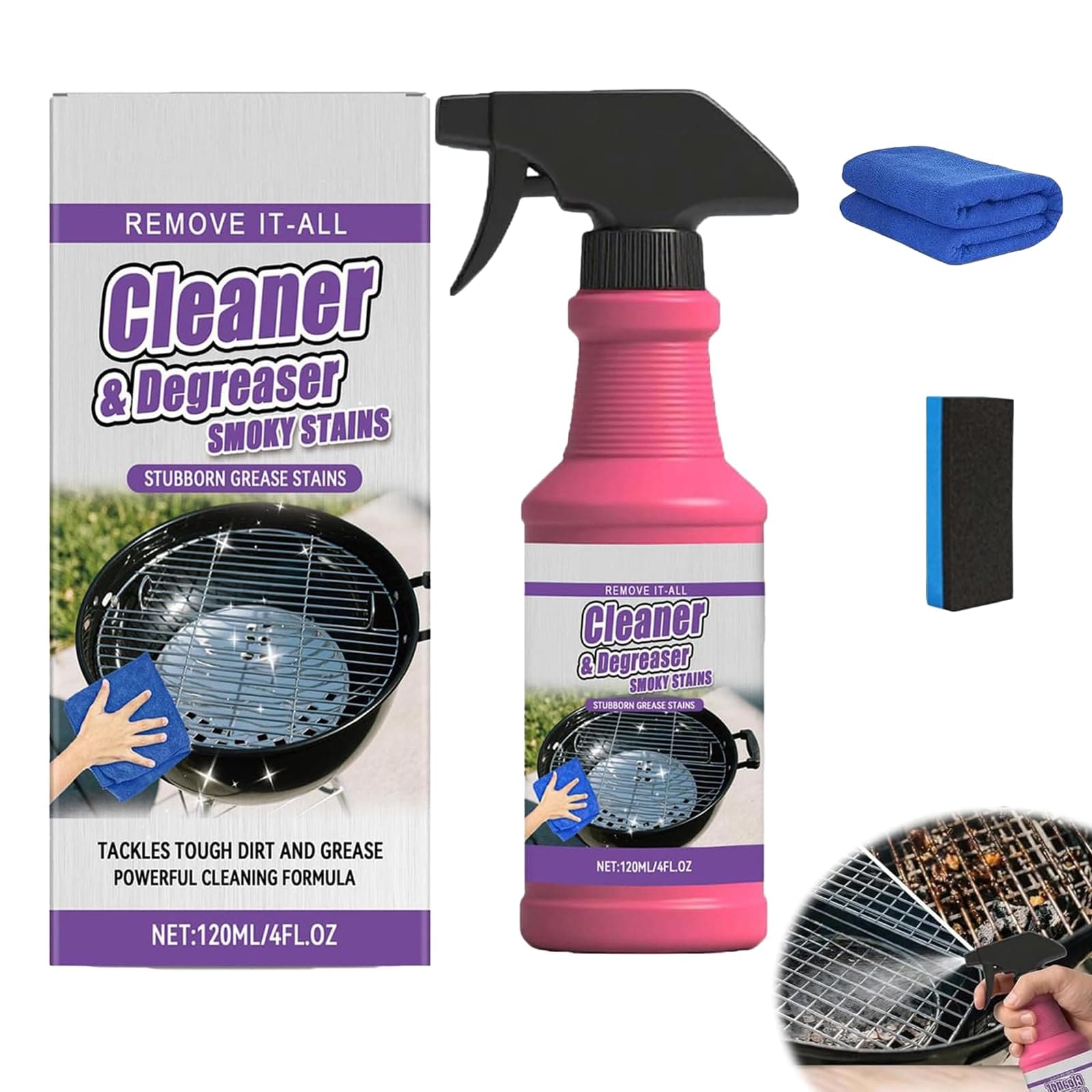 AOIZGMY  Fast Acting Heavy Duty Grill Degreaser Spray Remove It All Cleaner And Degreaser Bbq Grill Oven Cleaner Removes Burnt On Residue And