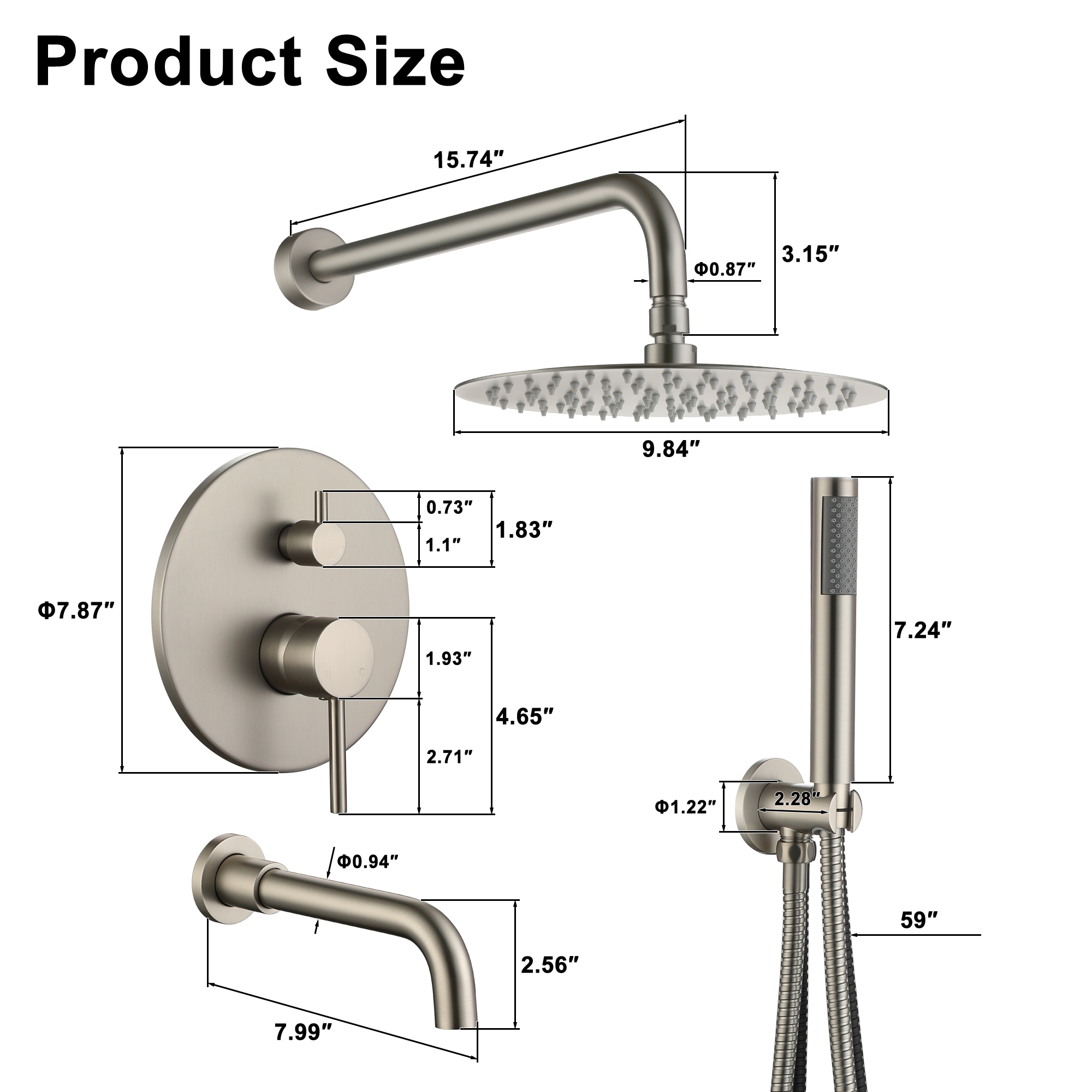 Clihome CHMS-10BN-BOX01 Showerhead-Bar-Panels - View #3
