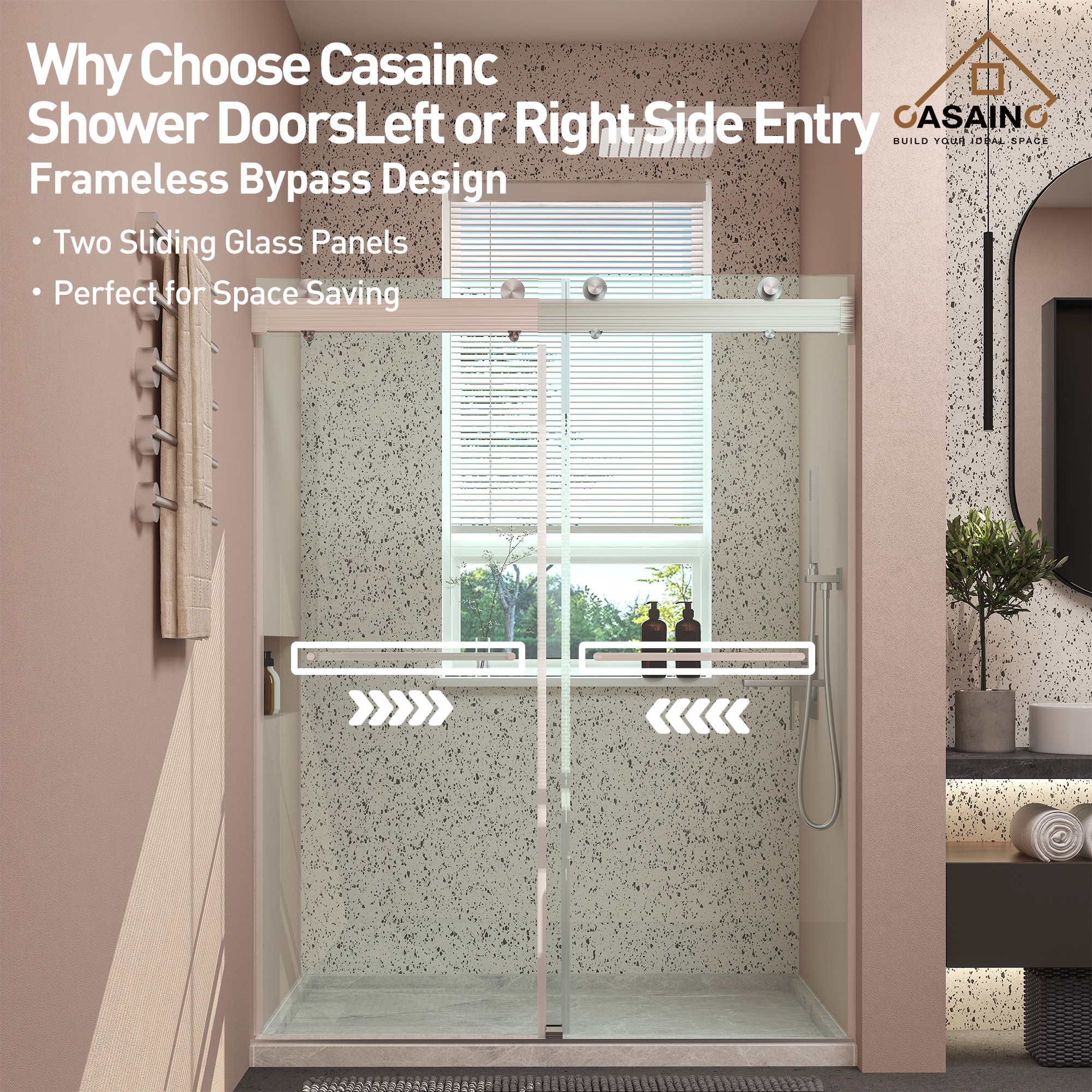 CASAINC Shower Door Brushed Nickel 68-in To 72-in X 76-in Frameless ...