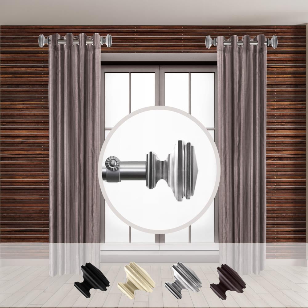 Hart & Harlow LO-SIDE100-36-5 Tanya 1-in 12-in to 20-in Satin Nickel Steel Side curtain rod with Finials