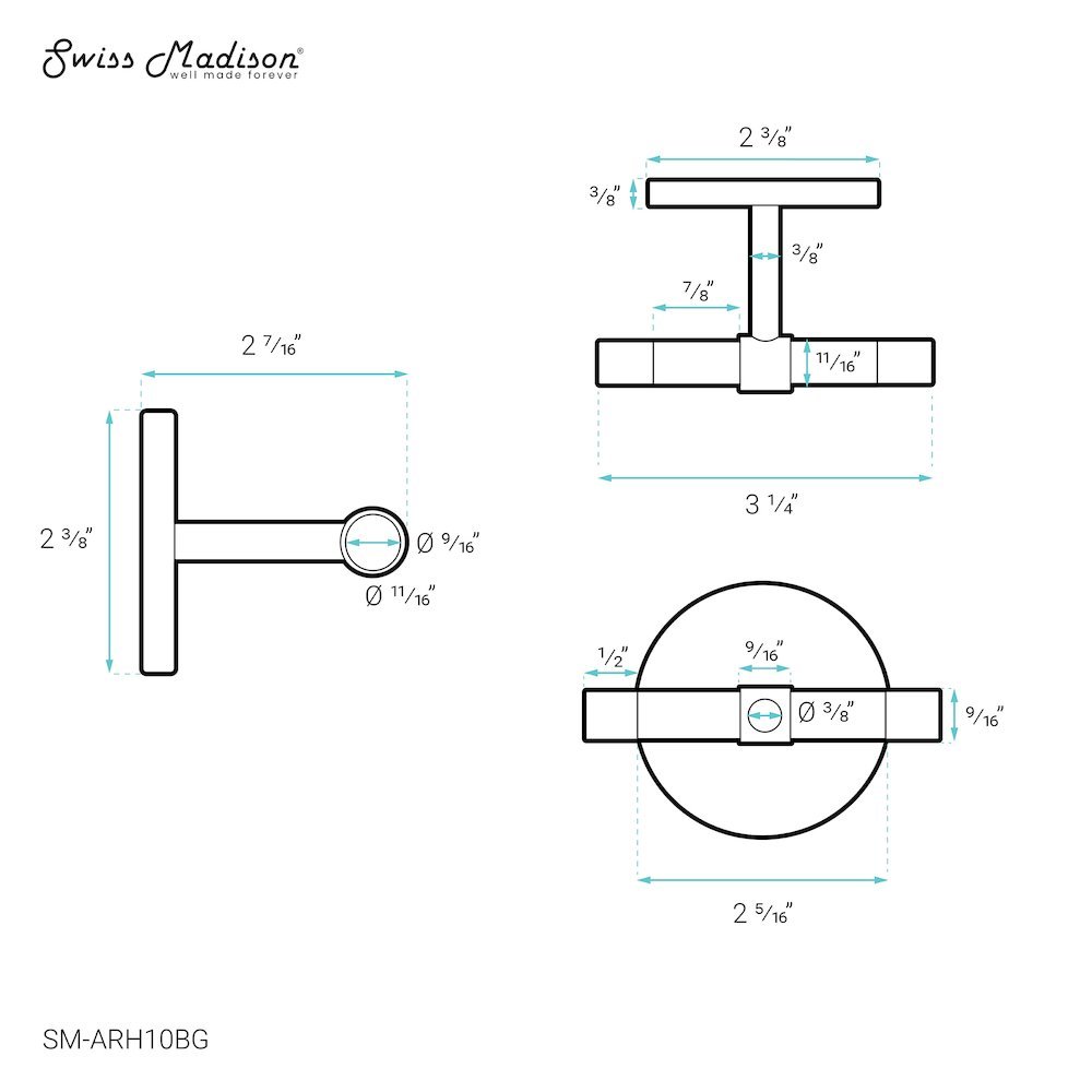 Swiss Madison SM-5-ARH10BG Robe-Hooks - View #2