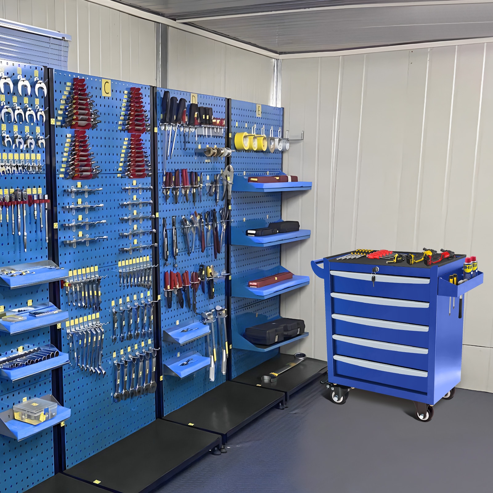 LUCKY ONE 23.6-in 5-Drawer Steel Rolling Tool Cabinet (Blue) in the ...