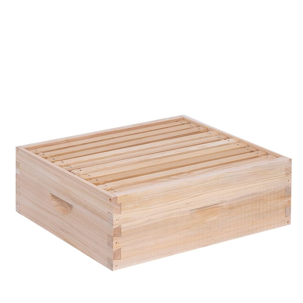 Justincity -  10 Frame Medium Super Beehive Box Langstroth Super Honey Bee Hive Box with Frames a...