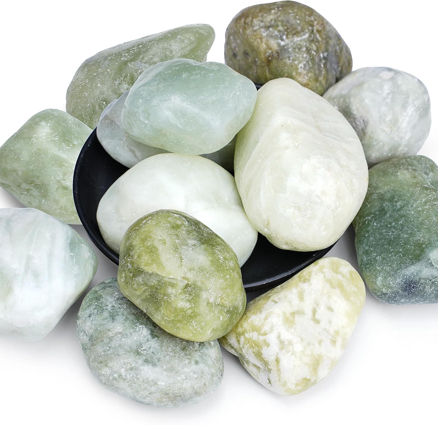 EFCUT 20 lbs Jade Pebbles for Indoor Plants 2-3 Inch Polished River Rocks Decorative Garden Rocks Outdoor Landscaping Large Natural Stone for Walkways