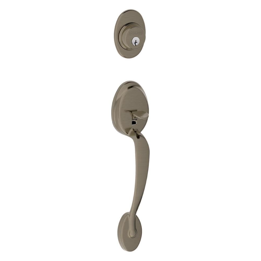 Schlage F58PLY620 F Series Antique Nickel Single-Cylinder Entry Door Exterior Handle with