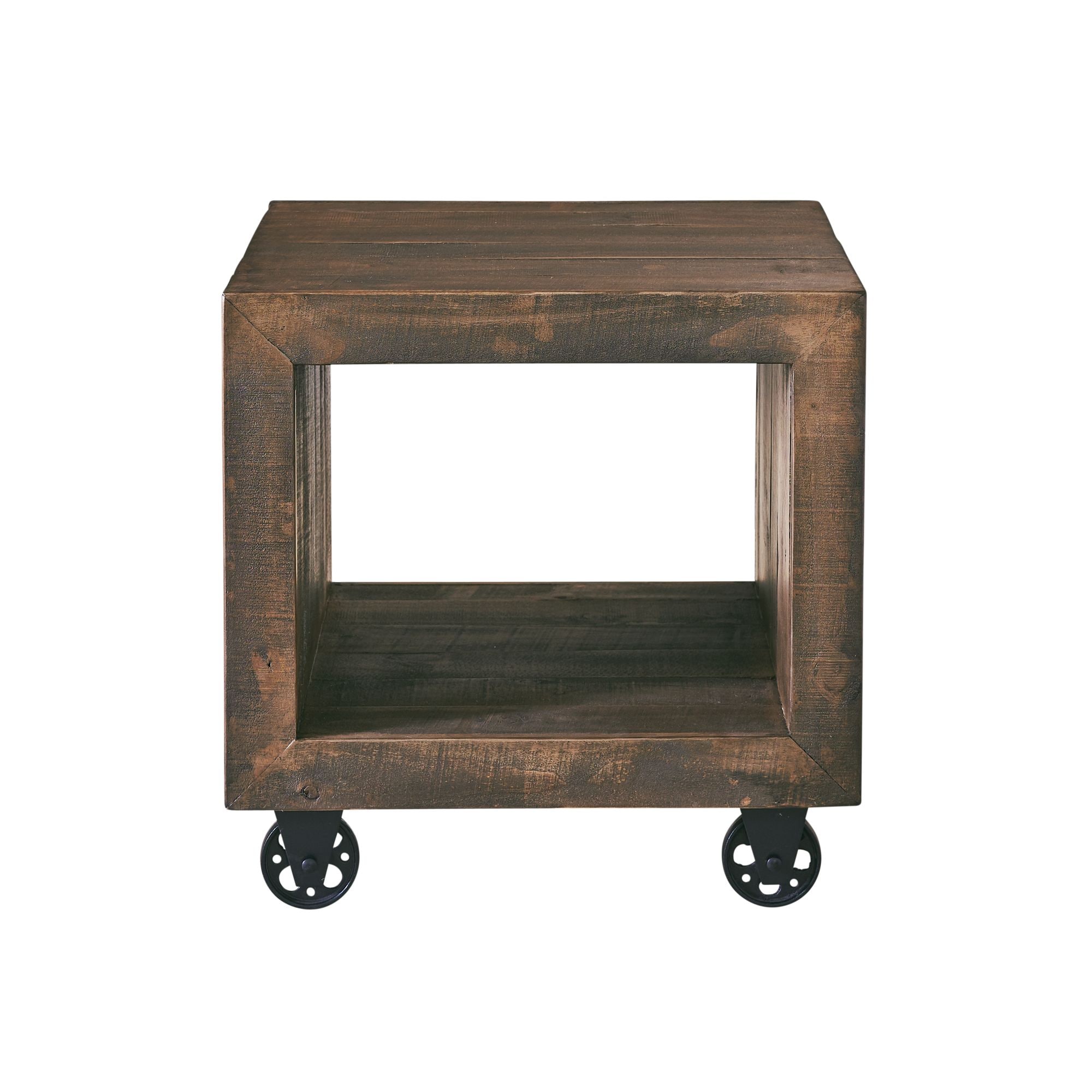 Picket House Furnishings MAMO22ET Jordan 24-in W x 24-in H Latte Wood Rustic End Table with Storage Assembly Required