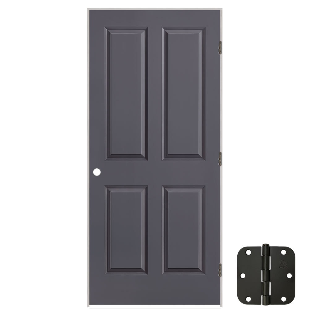 Masonite 627201 36-in x 80-in Slate Solid core 4 panel square Left hand Smooth Prefinished Molded composite Flat Jamb Single Prehung Interior Door