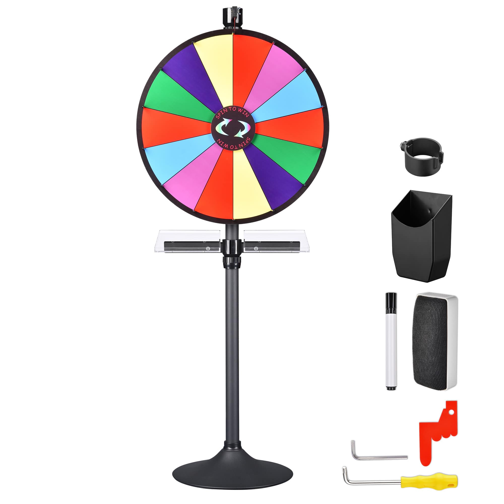 Yescom 35PRWSET005-24P20-LO WinSpin 24IN Prize Wheel Tabletop Floor Stand Spinning Game with Serving Tray