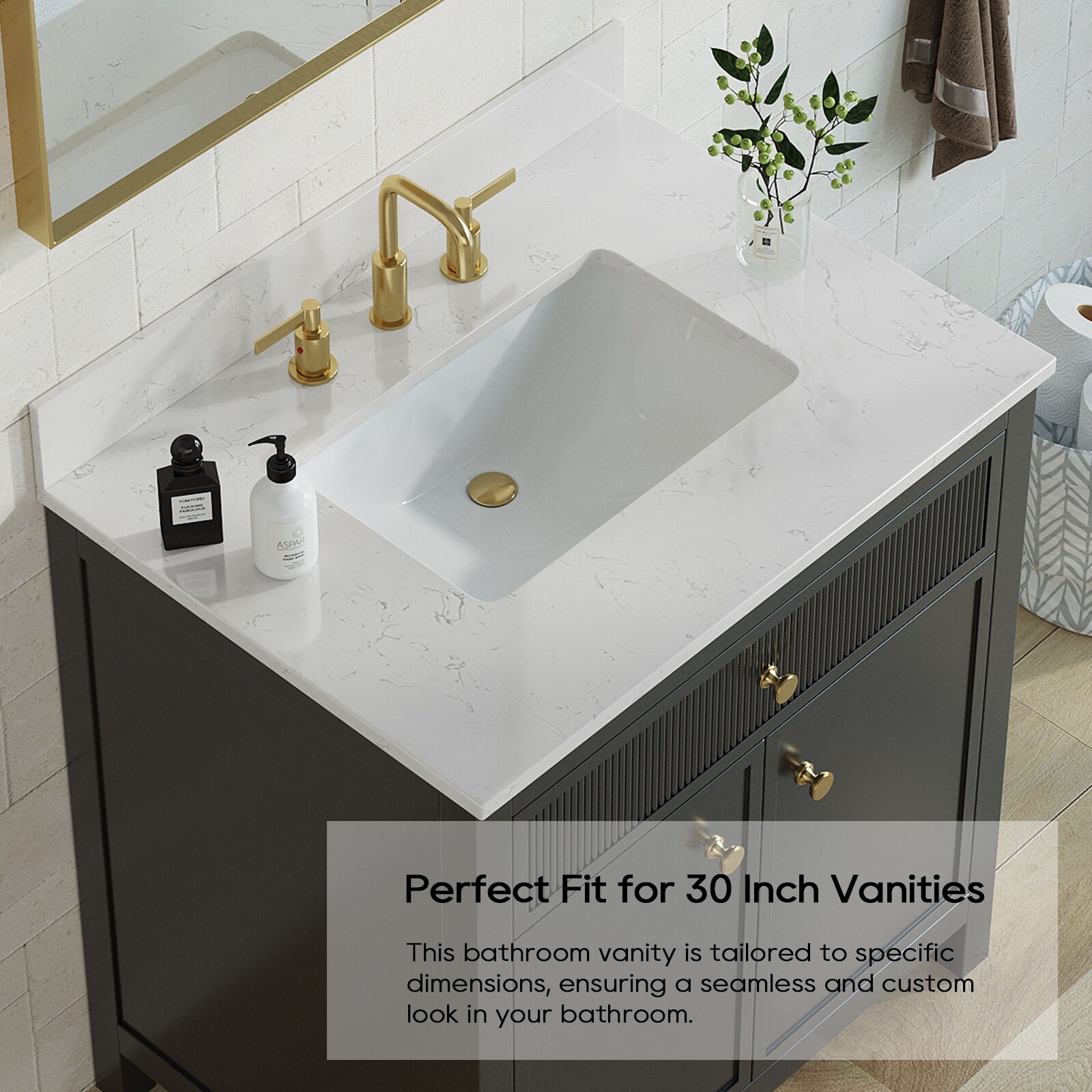 Carrara 31" White Engineered Marble Vanity Top with Undermount Sink