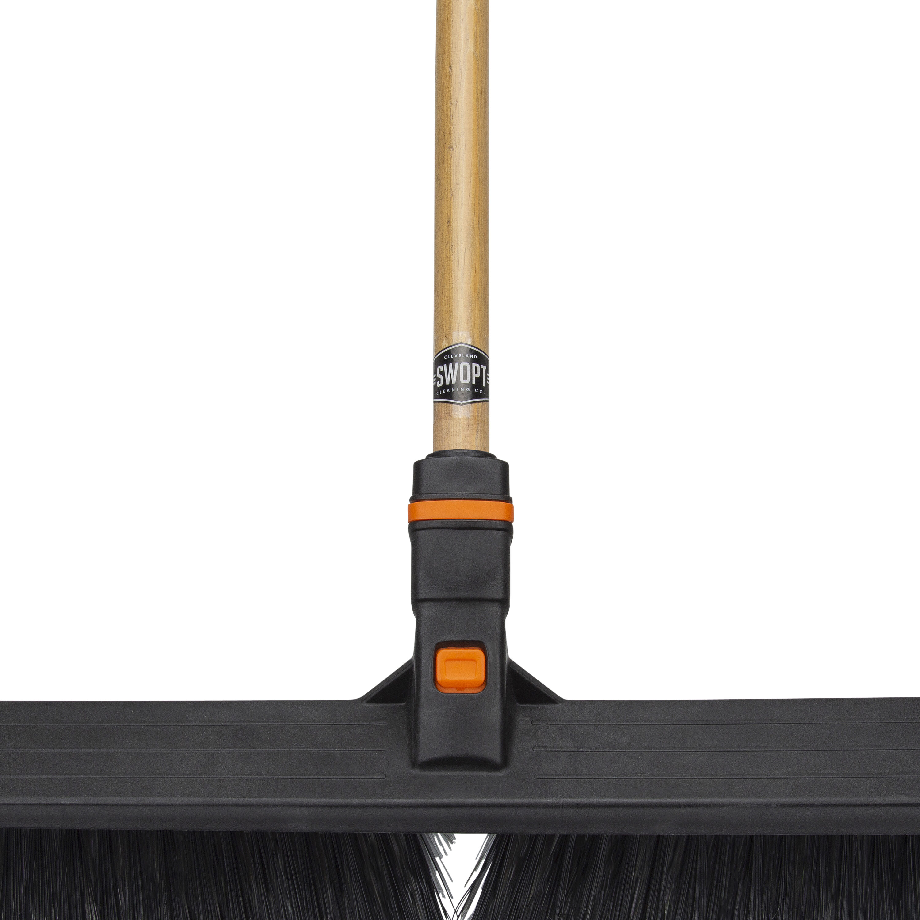 SWOPT 24” Floor Squeegee, 24” Multi-Surface Push Broom + 60 Eva Foam Comfort Grip Wooden Handle, Combo — 2 Cleaning Heads with Long Handle