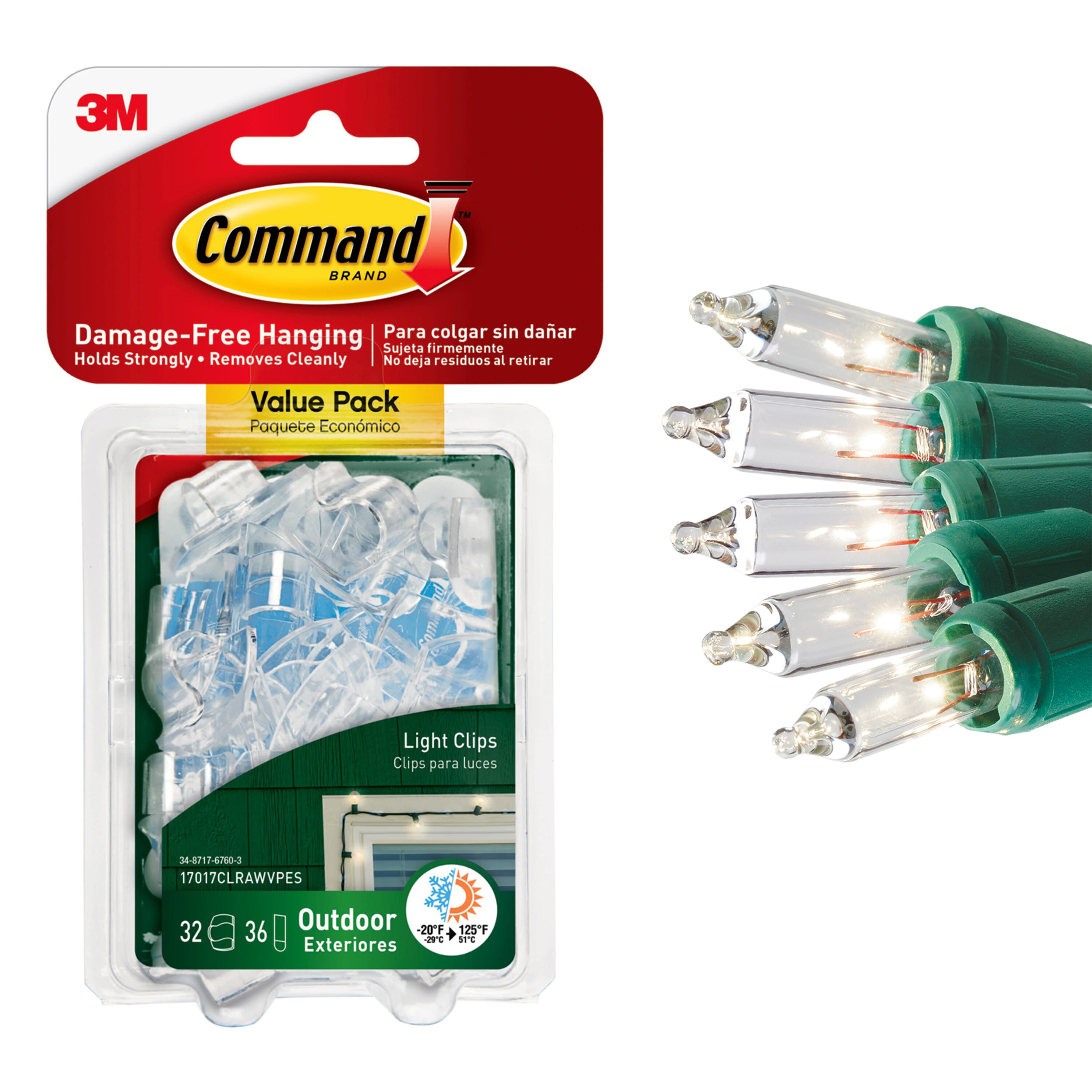 Command Outdoor Light Clips, Clear, Damage Free Decorating, 30 Clips and 32 Command  Strips 17017CLRAW30NA - The Home Depot