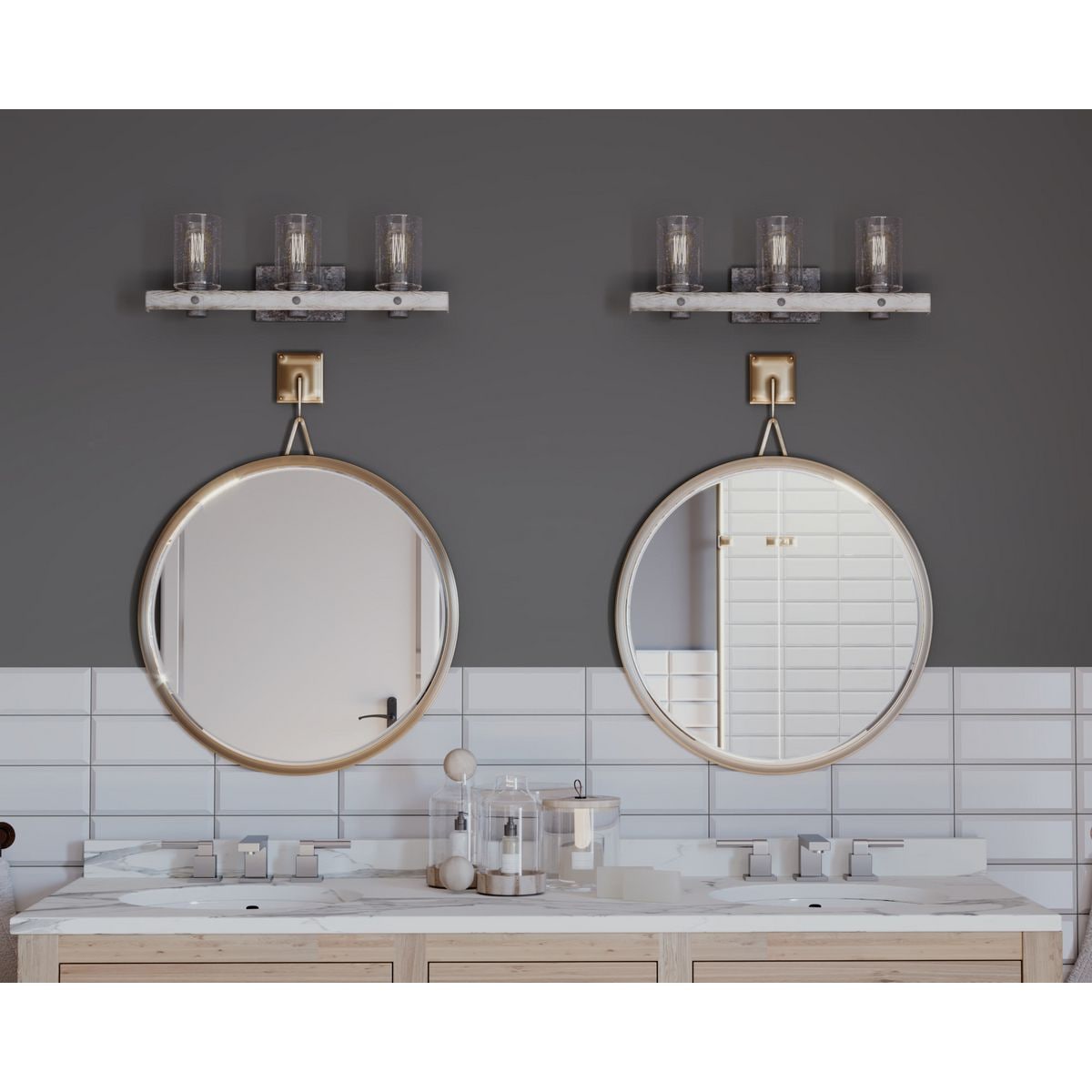 Gulliver Galvanized Nickel 3-Light Bath Vanity Fixture