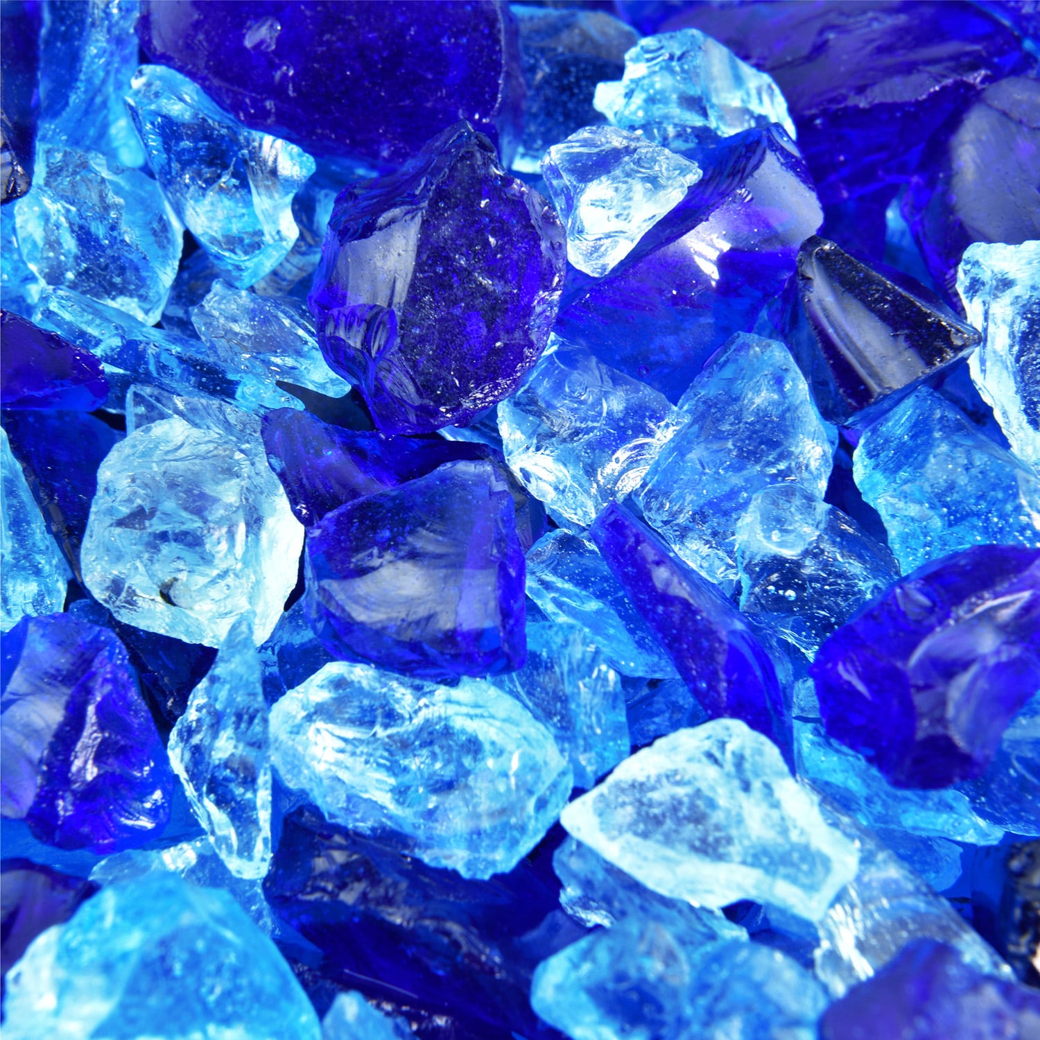 Yard Elements 01-0310 Mediterranean Blues- Crushed Fire Glass Blend For Indoor and Outdoor Fire Pits or Fireplaces 10 Pounds 3/8 Inch- 3/4-in