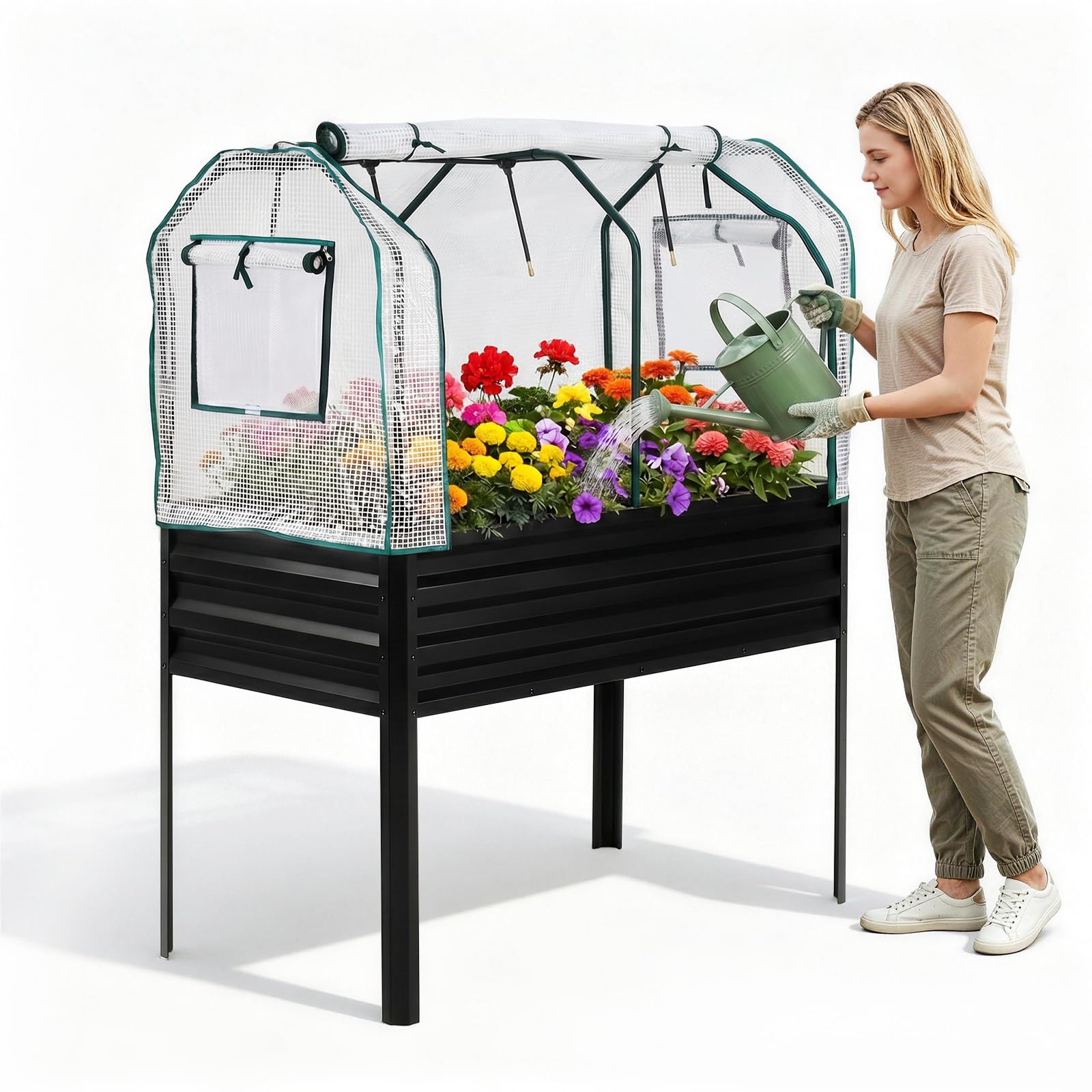 IdealHouse 48x24x56in Galvanized Elevated Raised Garden Bed with Legs ...