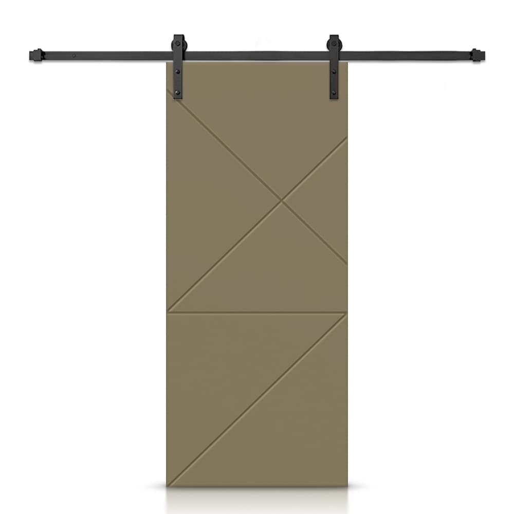 CALHOME SMK72+MD-229-80X24SL 24-in x 80-in Olive Green MDF Hollow core Single Barn Door (Hardware Included)