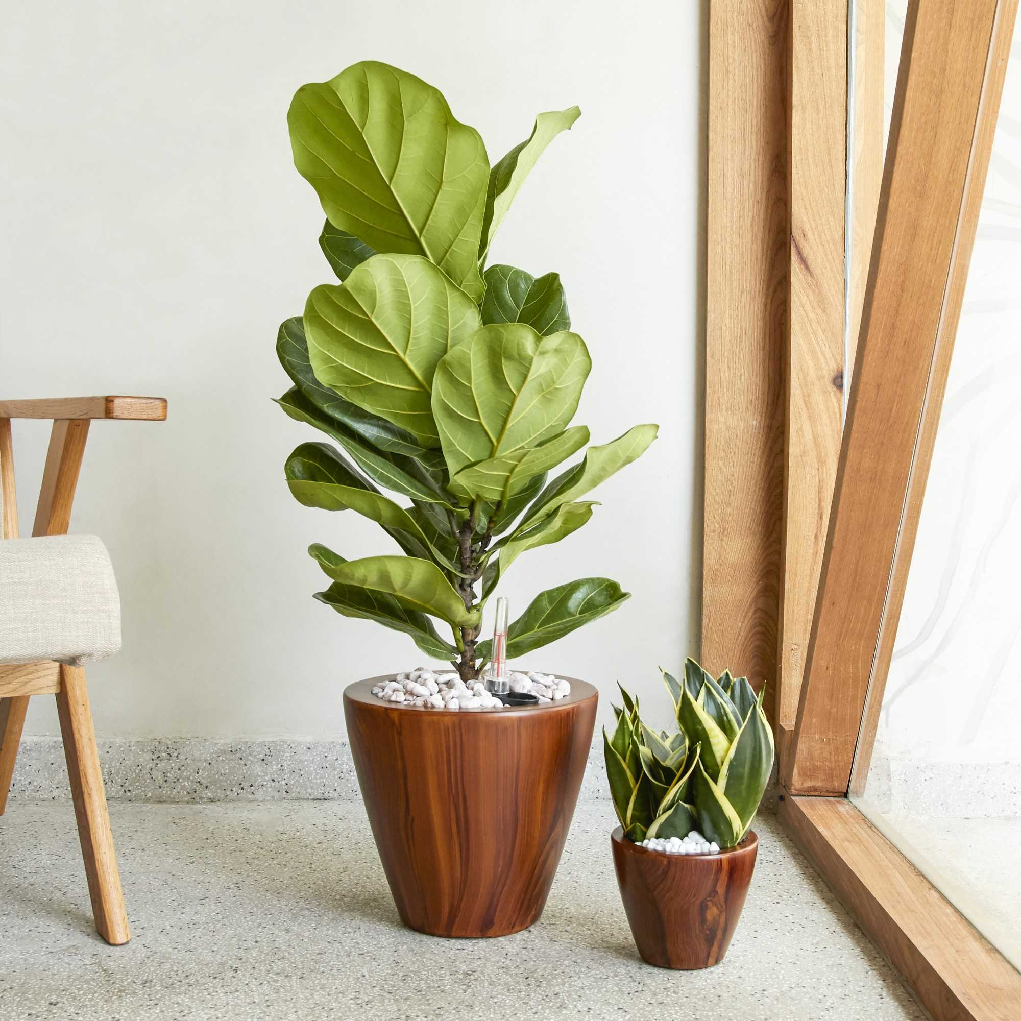 Yiekholo LL-1631AA Round 10.2-Inches W Medium Brown Polyrattan Indoor/Outdoor Planter with Drainage Holes with Self Watering