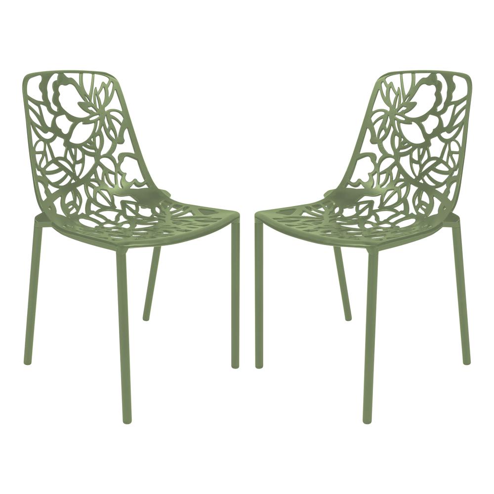Leisuremod BG3143546 Modern Devon Aluminum Chair Set of 2