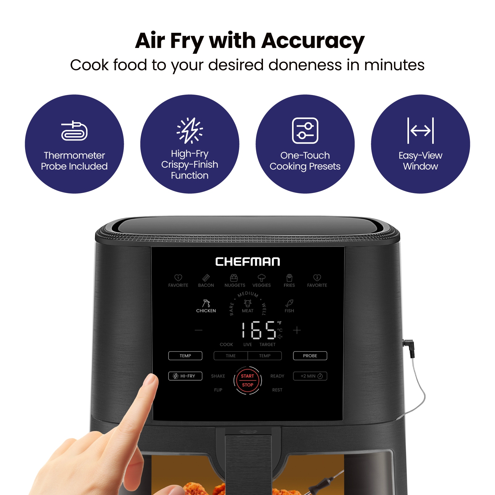 Chefman TurboFry Touch Digital Air Fryer, 5 Qt., Stainless Steel