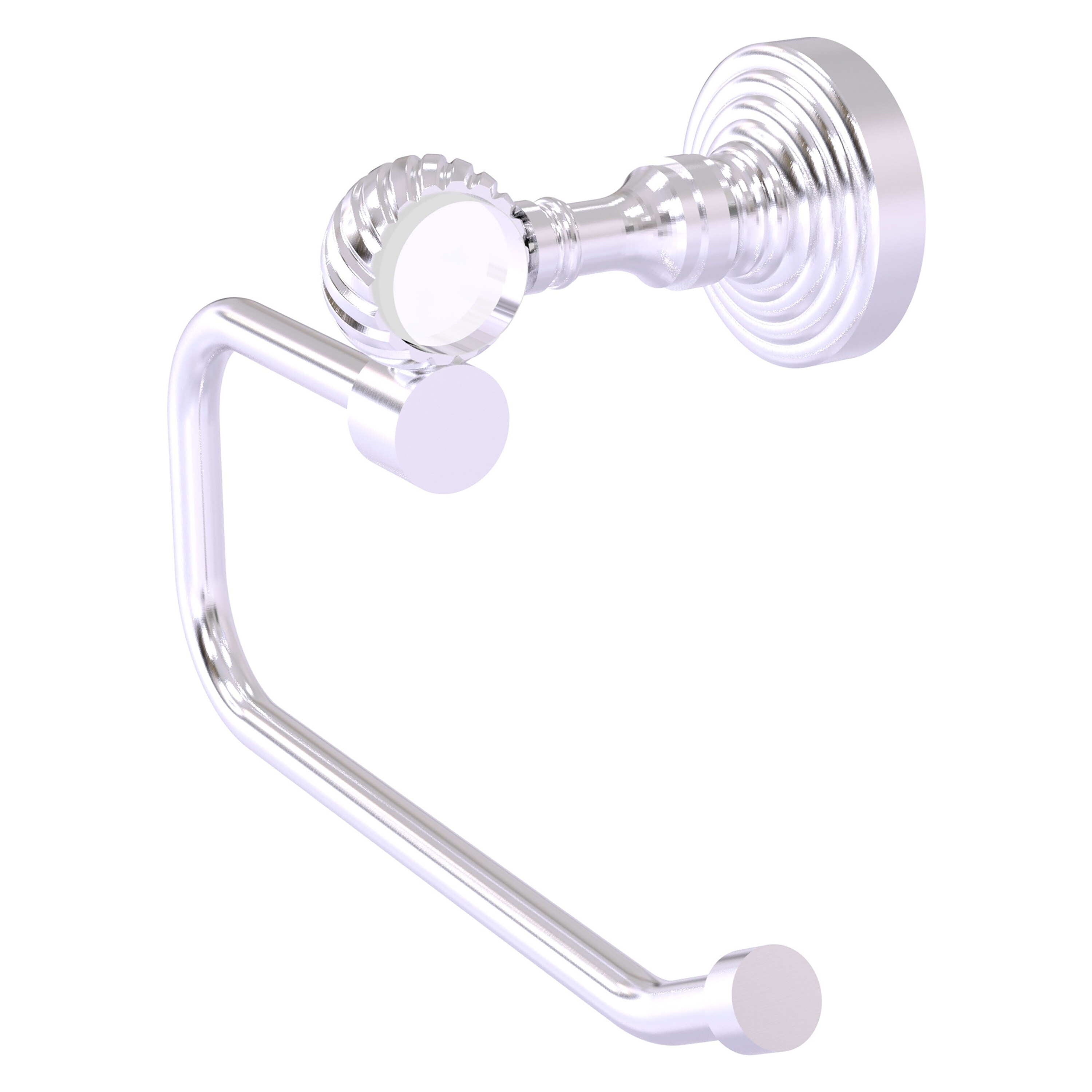 Allied Brass PG-24ET-SCH Pacific Grove Satin Chrome Wall mount Single post Toilet Paper Holder 1 -Rolls with Storage
