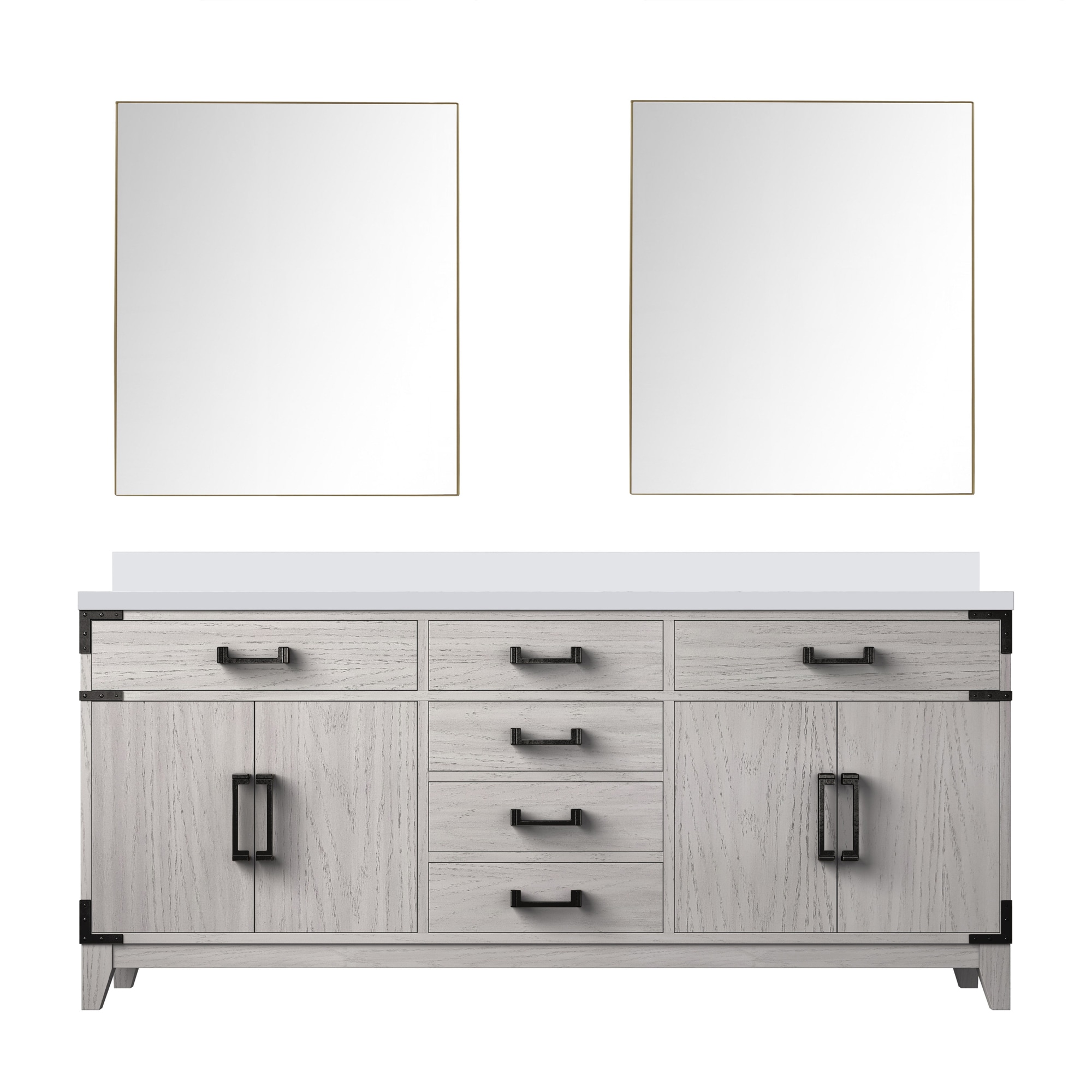 Lexora LVW72DM310 Wilton 72-in White Oak Undermount Double Sink Bathroom Vanity with White Cultured Marble Top (Mirror Included)