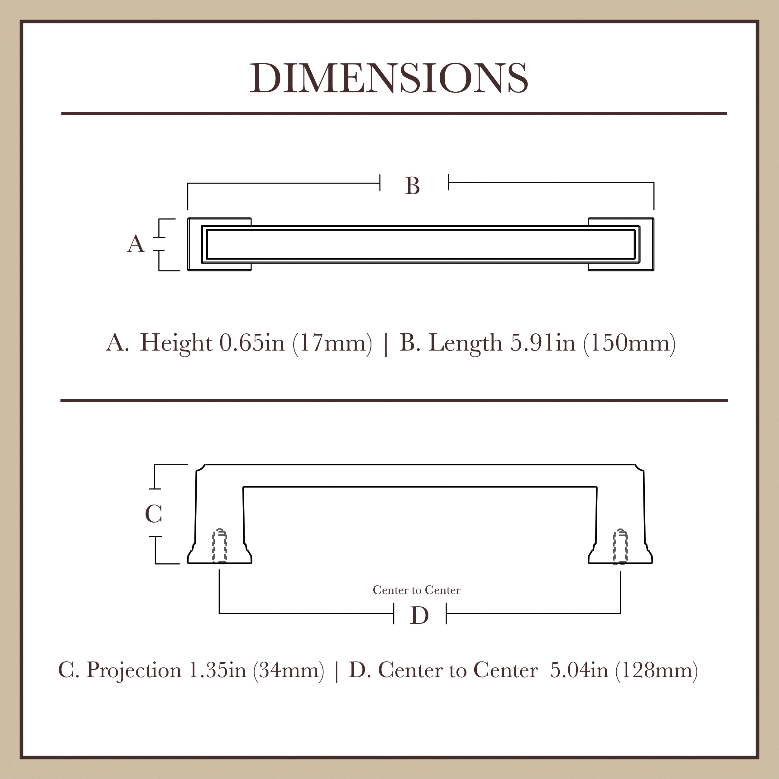 allen + roth Beaumont 5-1/16-in (128mm) Center to Center Bronze with Copper Highlights Rectangular Handle Drawer Pull