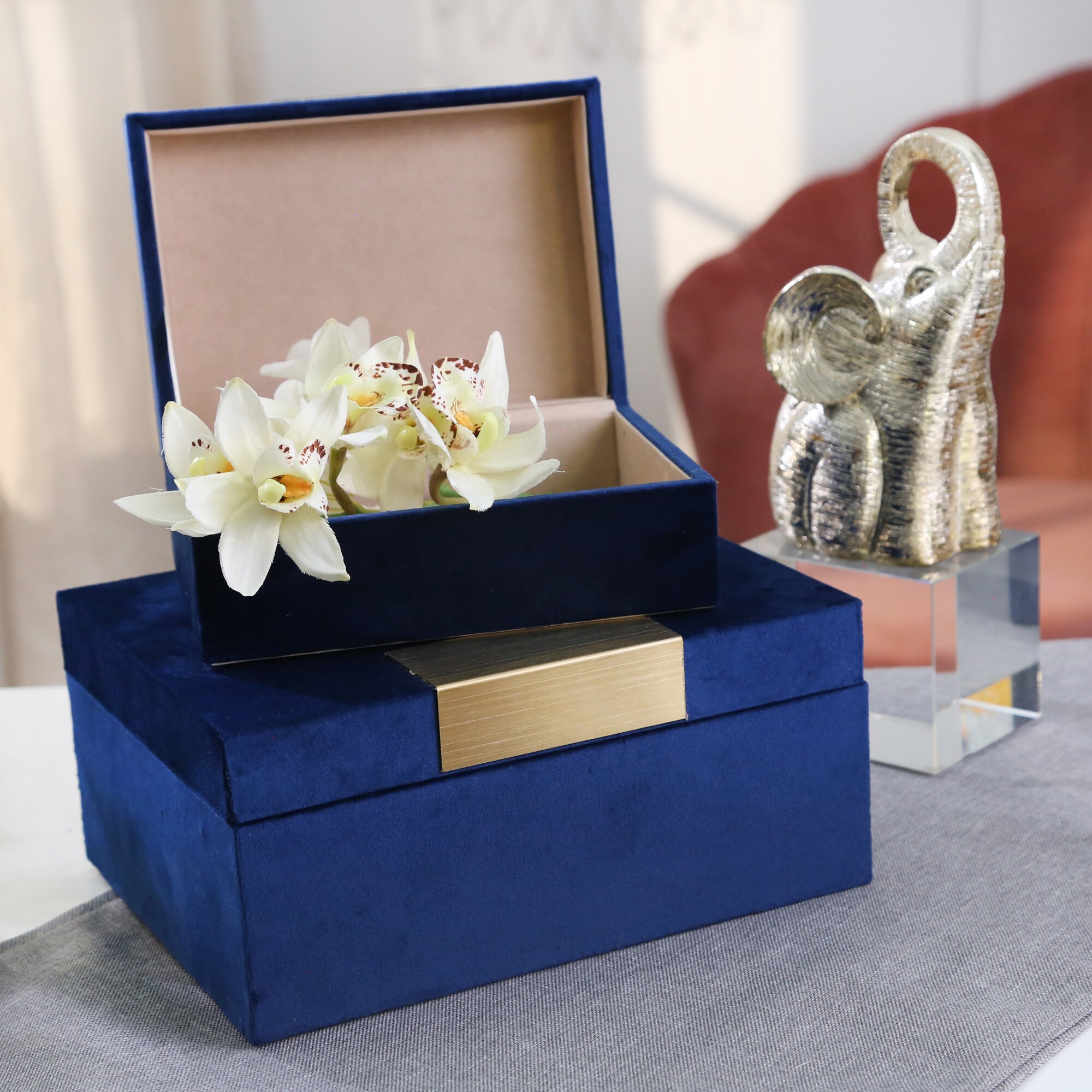 Sagebrook Home 14829-02 Blue Mdf Modern Decorative Box