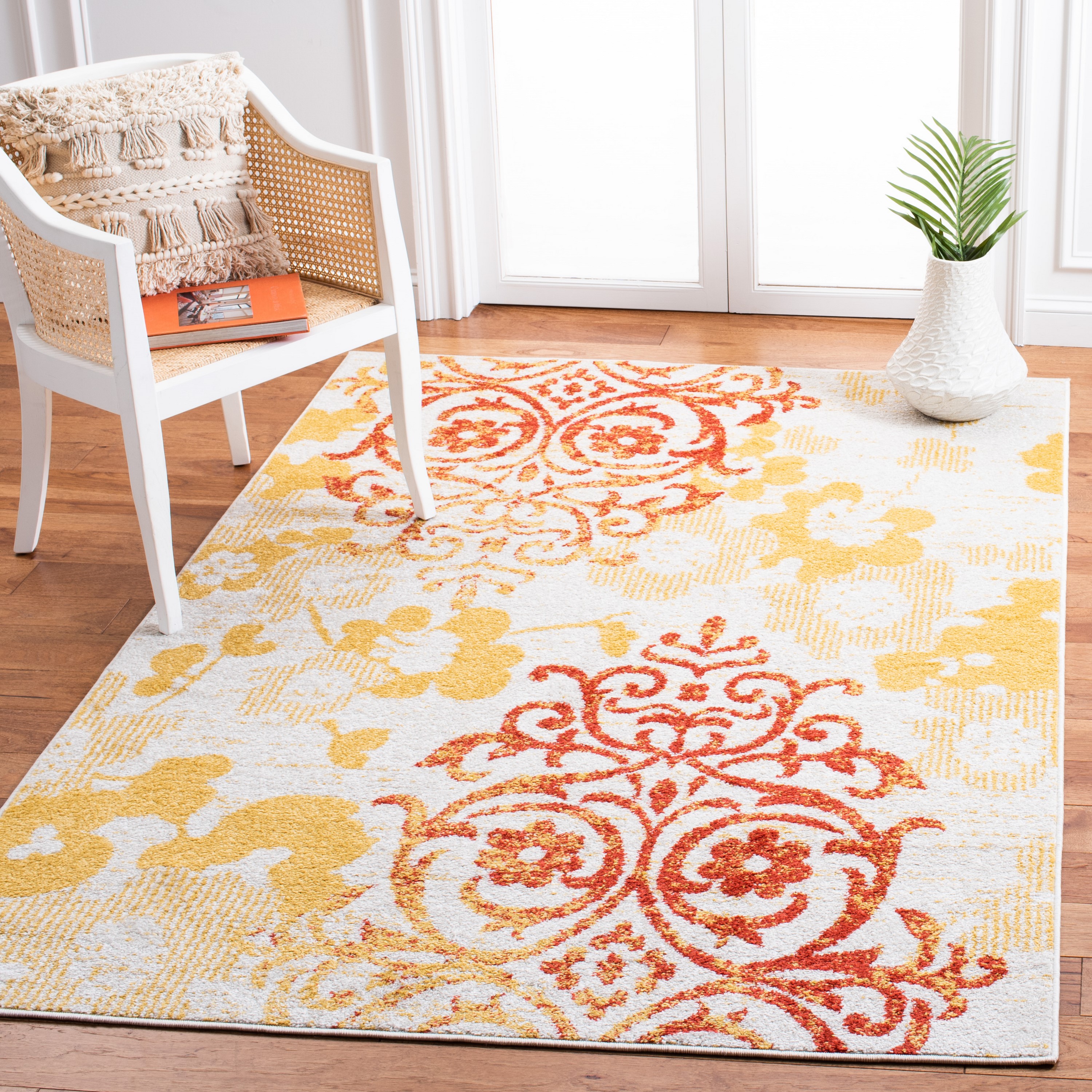 Safavieh ADR114D-4 Adirondack Serene 4 x 6 (ft) Loomed Polypropylene Gray/Gold Rectangular Indoor Floral/Botanical Bohemian/Eclectic Area rug