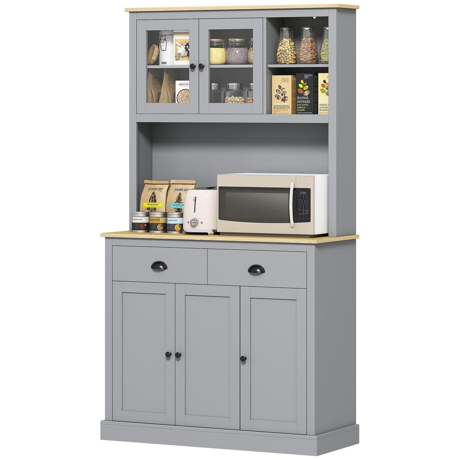 GlasFlength  71 Inch Tall Pantry Cabinet Freestanding Large Vertical Kitchen Storage Cabinet Spacious Multi Layer Organizer Unit for Kitchen Dining Room and Household Daily Storage