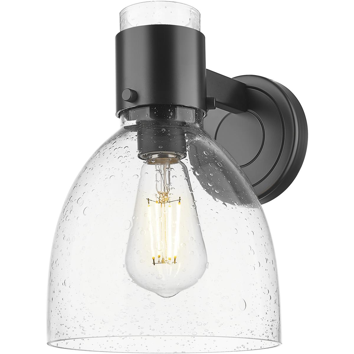 Innovations Lighting -  464-1W-BK-G464D-7SDY Lawton Bell Sconce Wall Light in Matte Black Seedy G...