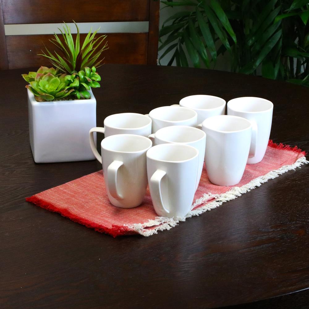 Gibson 8 PC 12 oz Mug Set - Square - White - Fine Ceramic