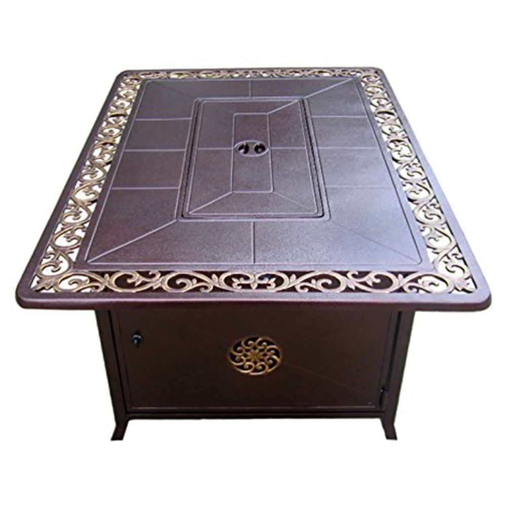 Elegant Bronze Rectangular Gas Fire Pit Table