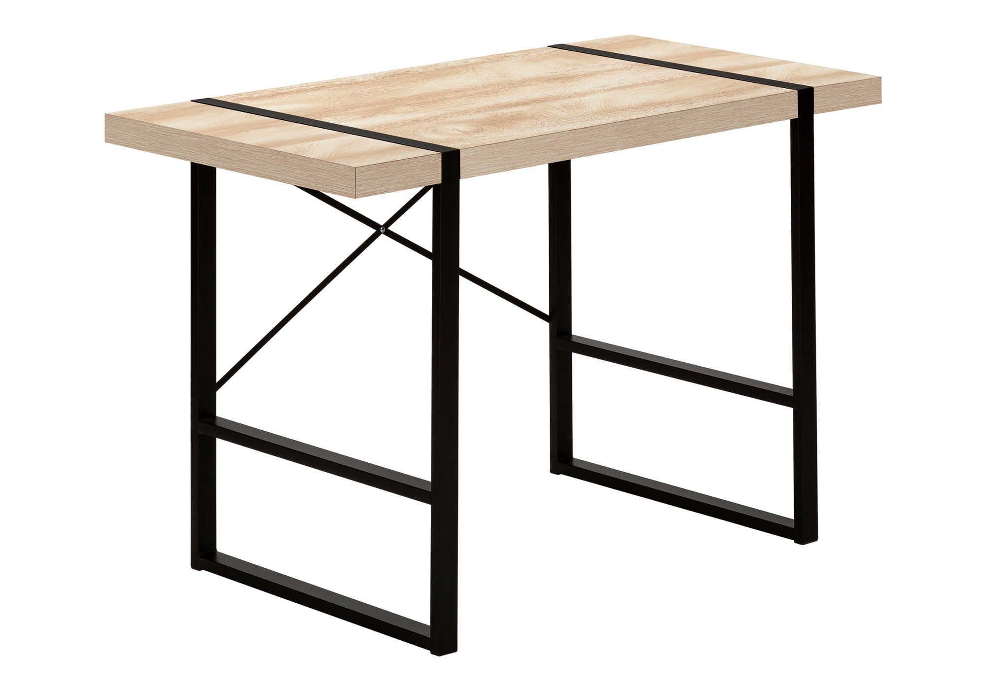 Tatayosi JL-219880 48 Inch Natural Wood Look Computer Desk with Industrial X Frame and Metal Legs