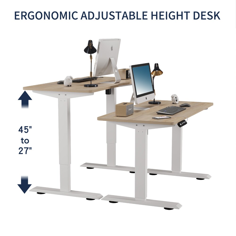 55in Oak Electric Standing Desk Height Adjustable Home Office Table Sit ...