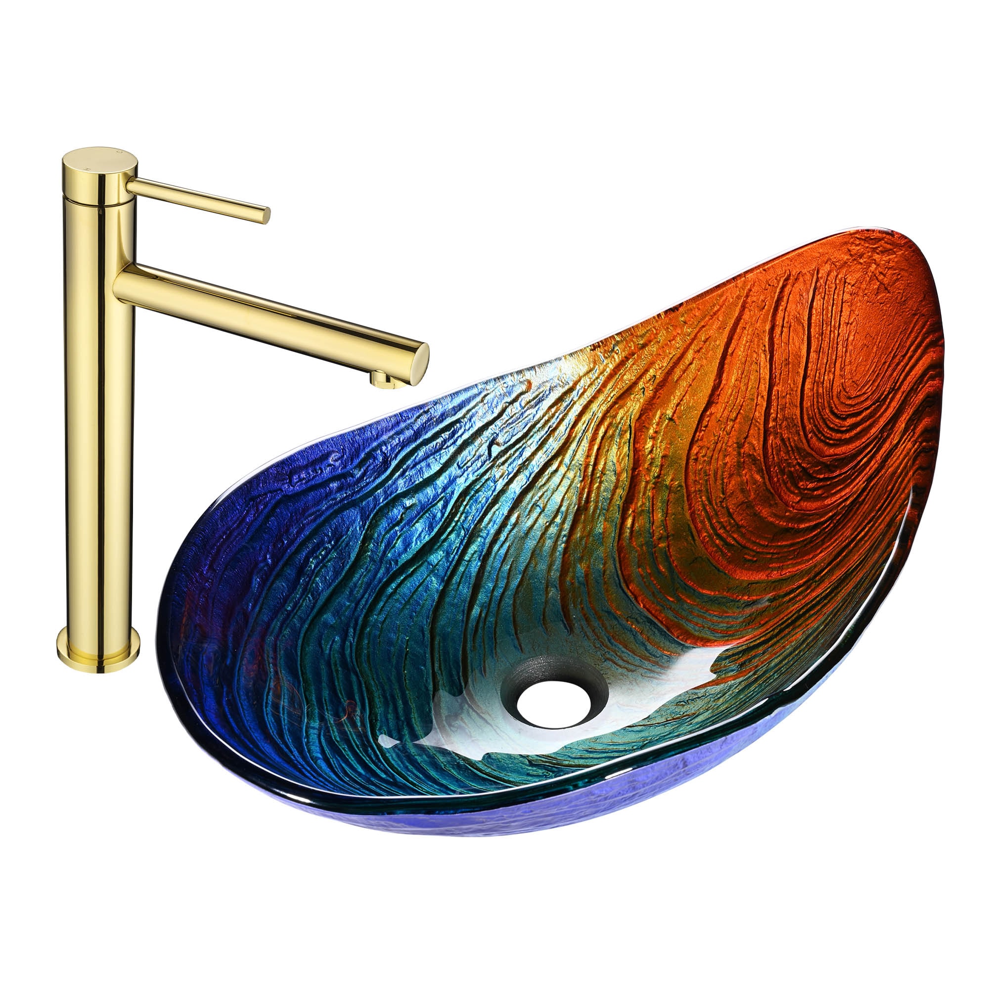 Yescom - Bathroom Vessel Sink Tempered Glass WaterDrop Faucet Vanity Mixer Tap