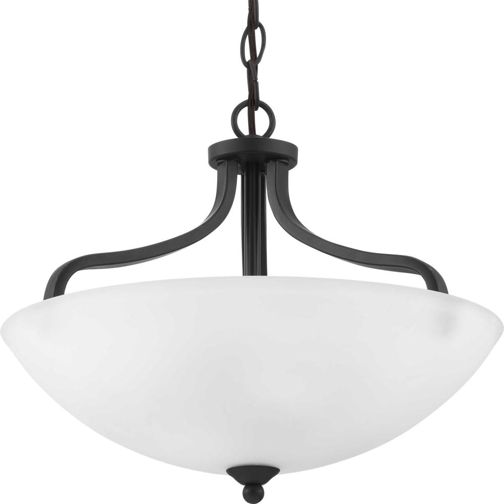 Progress Lighting P350136-020 Laird 3 -Light Antique Bronze Transitional Etched glass Bowl Small Hanging Convertible pendant/Semi-flush