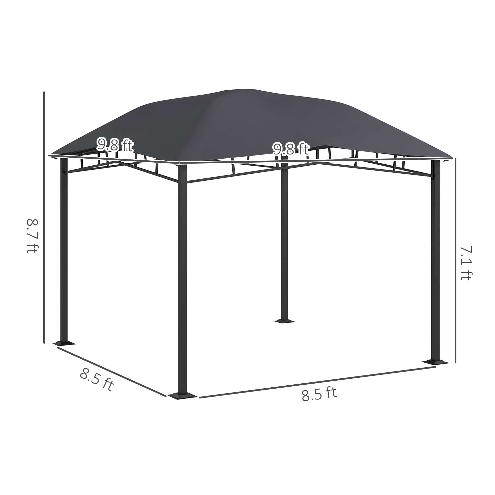 Outsunny 84C-113V01GY Wood-Resin-Gazebos - View #3